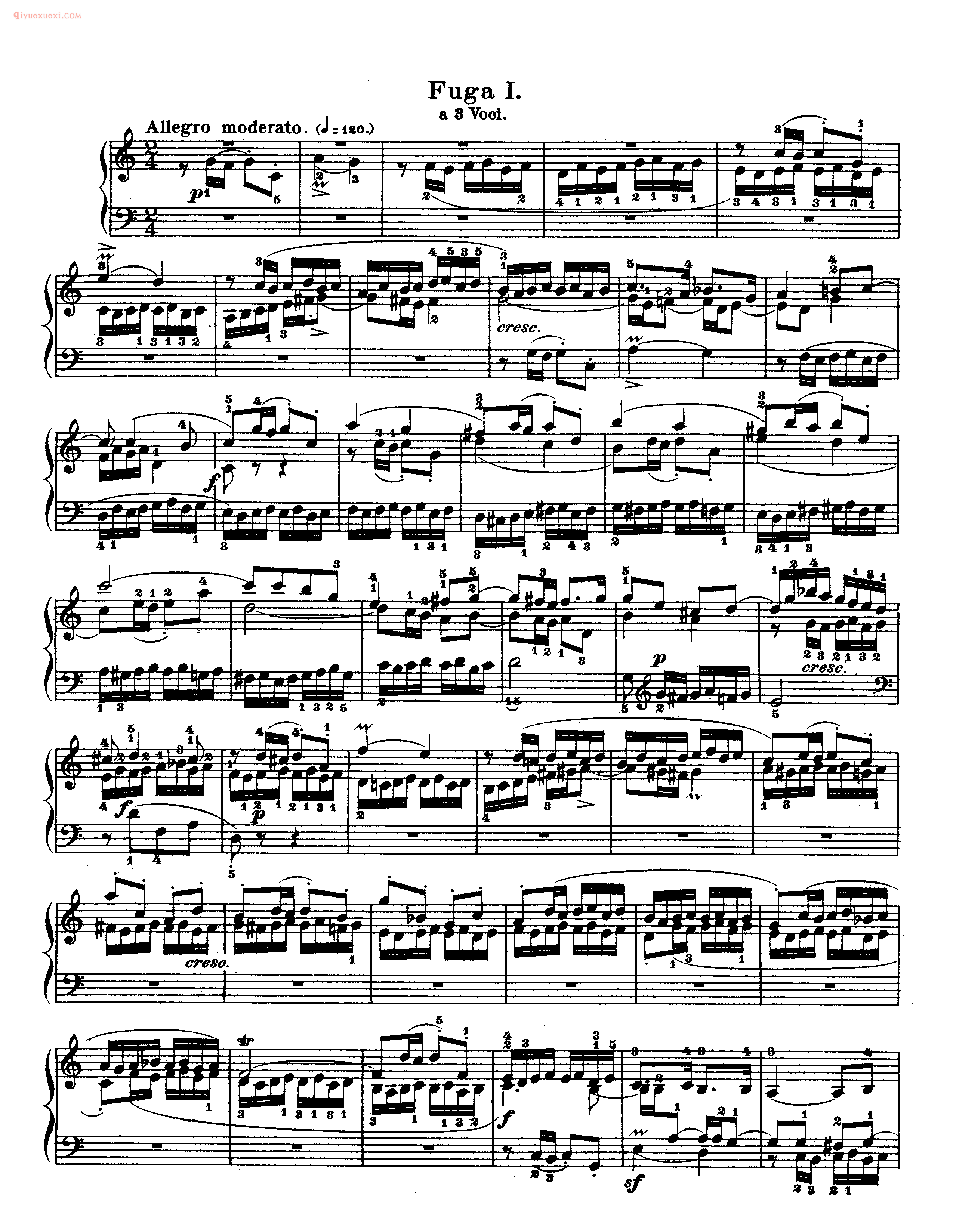巴赫平均律第二册_第一首_赋格《Fuga I》a 3 Voci