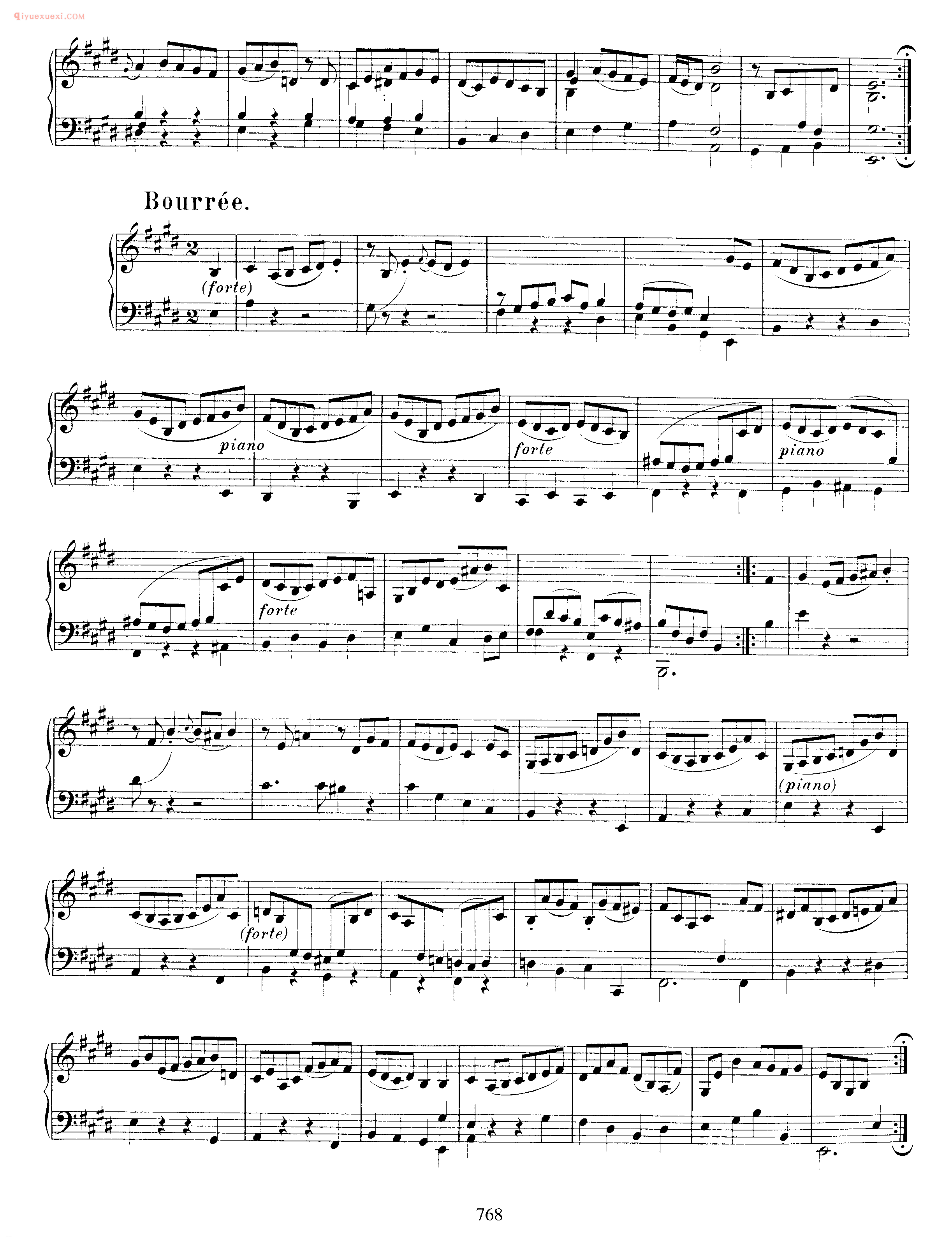 巴赫E大调第三无伴奏小提琴组曲_钢琴独奏版《Pratita_for Lute or Keyboard_in E Major BWV1006a》arranged from violin partita no.3 bwv 1006