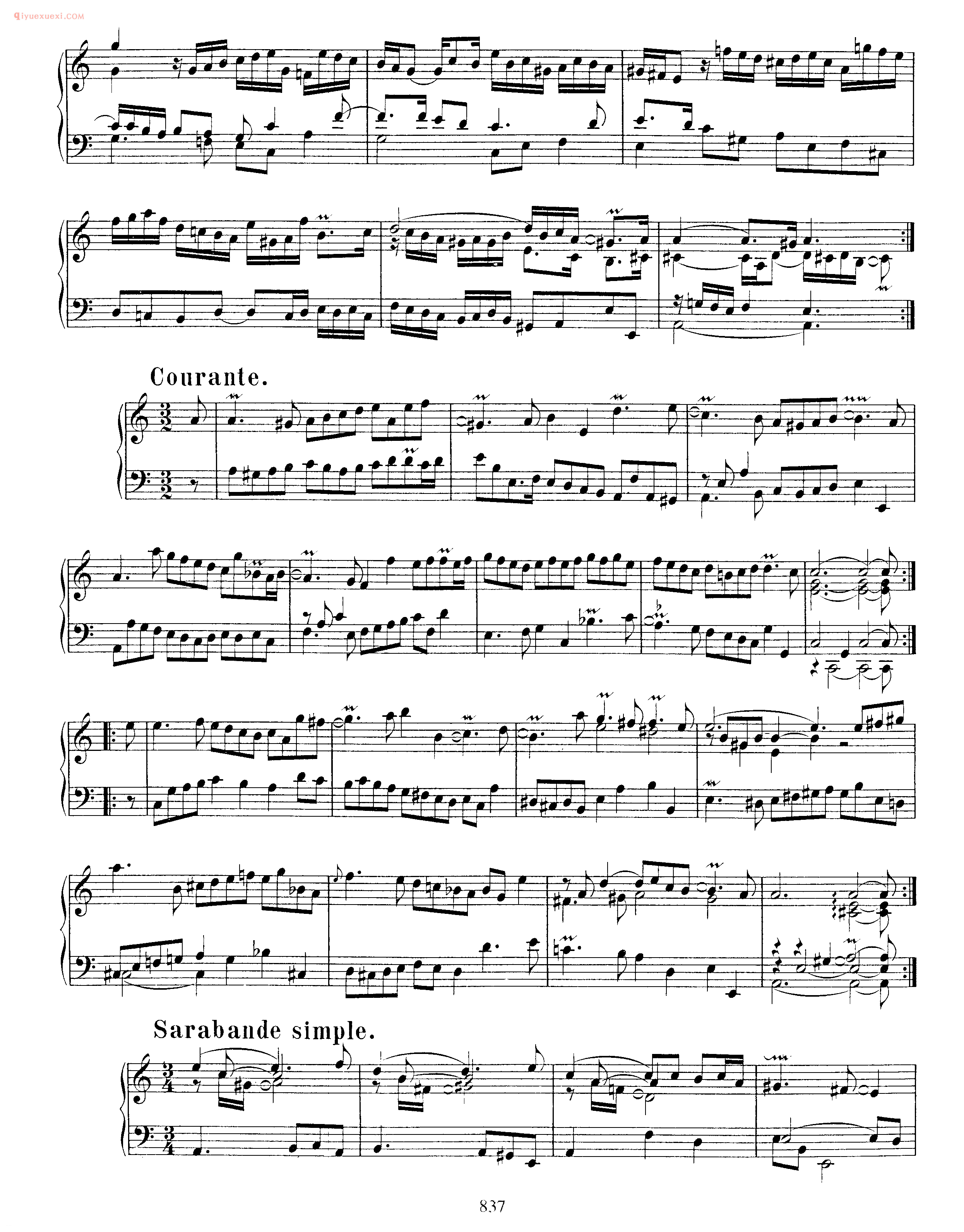 巴赫A小调组曲《Suite_in A Minor BWV818》巴赫钢琴作品