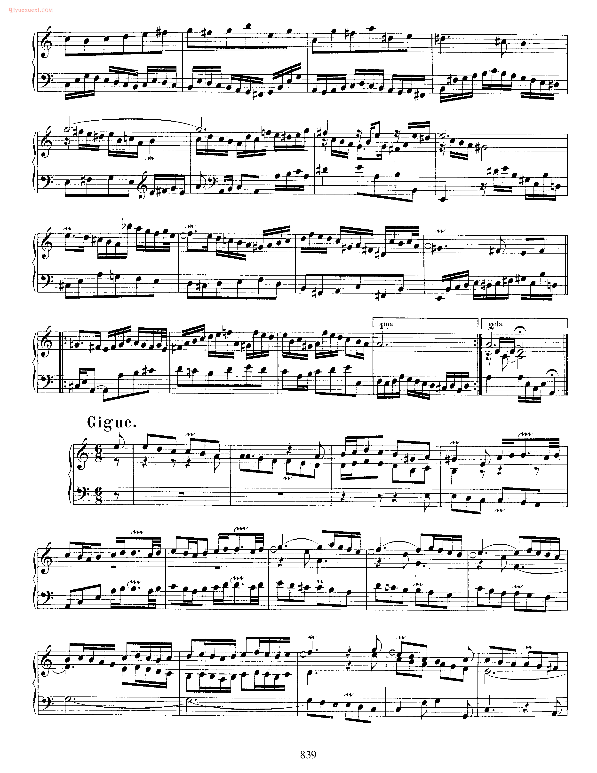 巴赫A小调组曲《Suite_in A Minor BWV818》巴赫钢琴作品