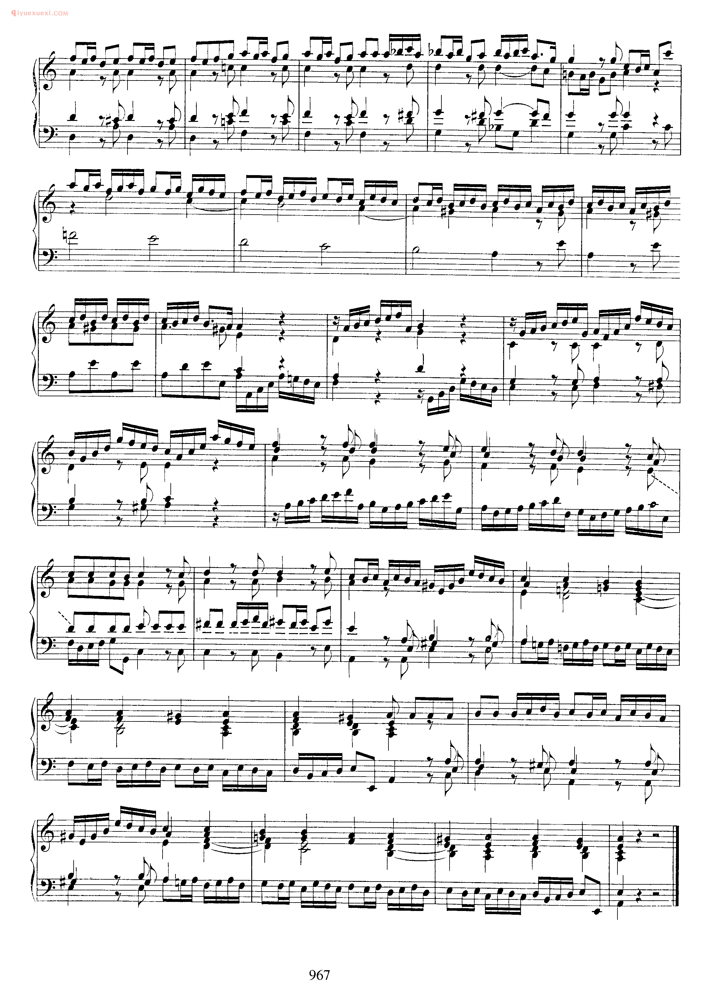巴赫a小调赋格曲《Fugue_in A Minor_BWV 947》巴赫钢琴作品