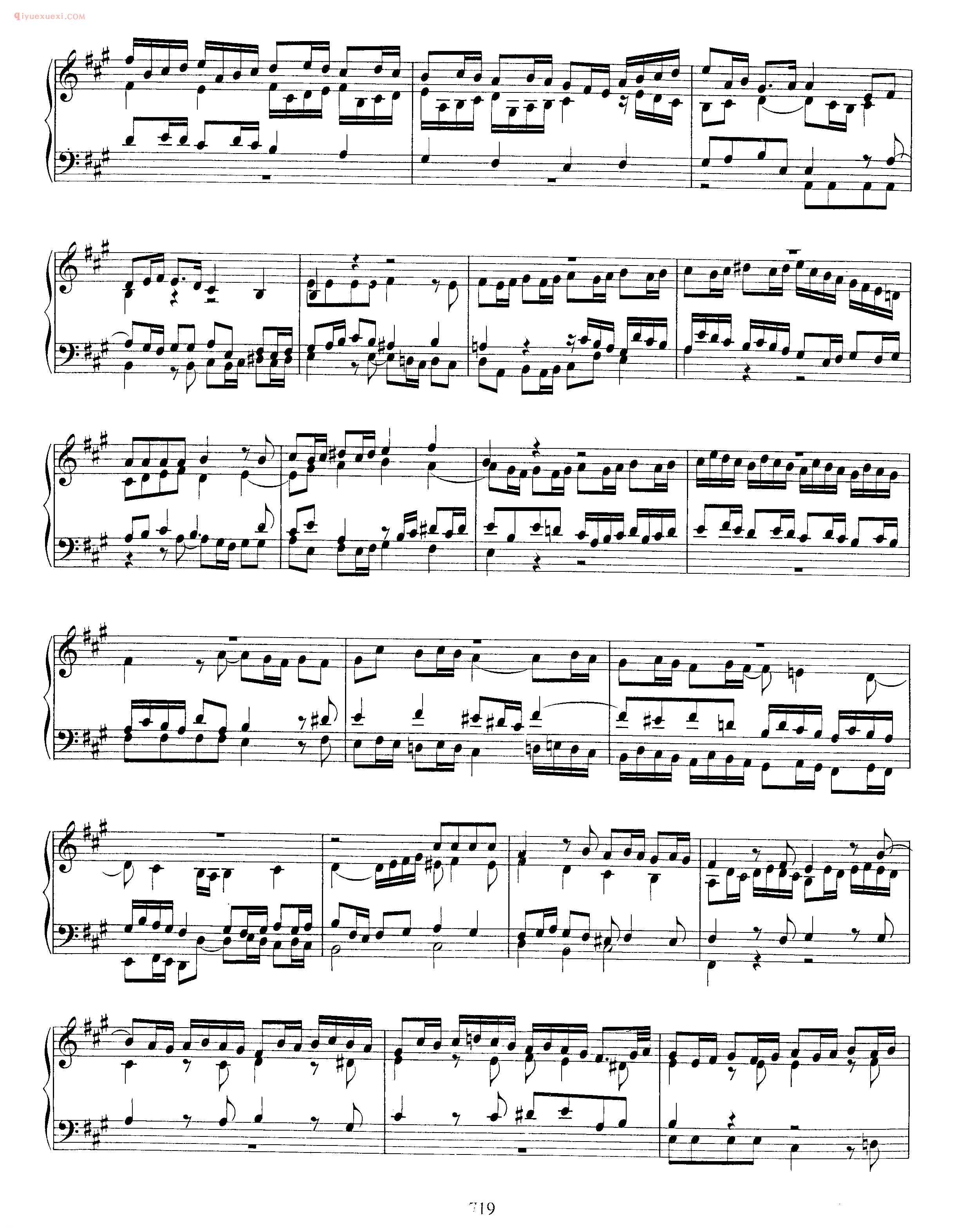 巴赫A大调赋格曲《Fugue_in A Major_BWV 949》巴赫钢琴作品