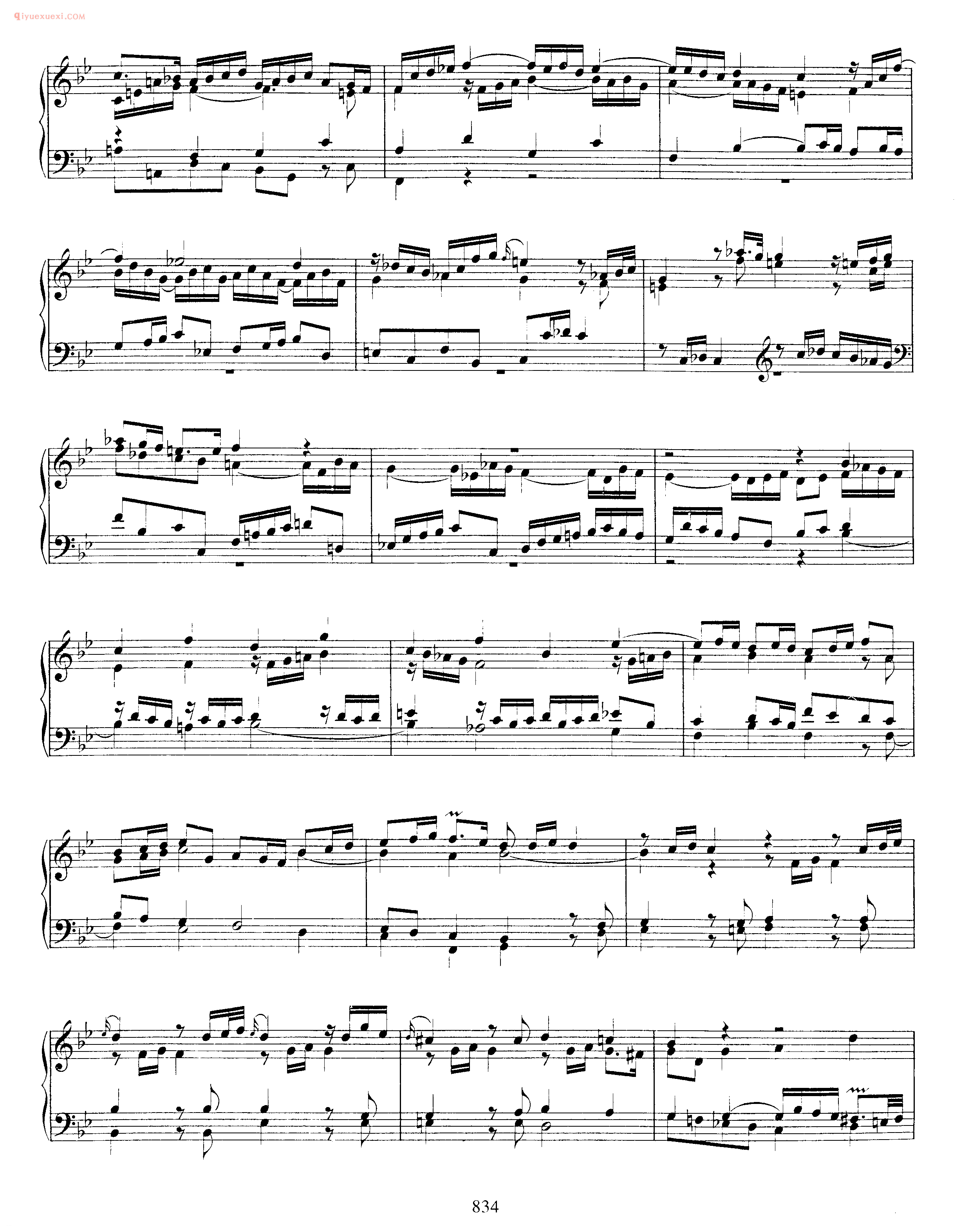 巴赫降B大调赋格曲《Fugue_arranged an organ fugue by Erselius_in Bb Major_BWV 955》