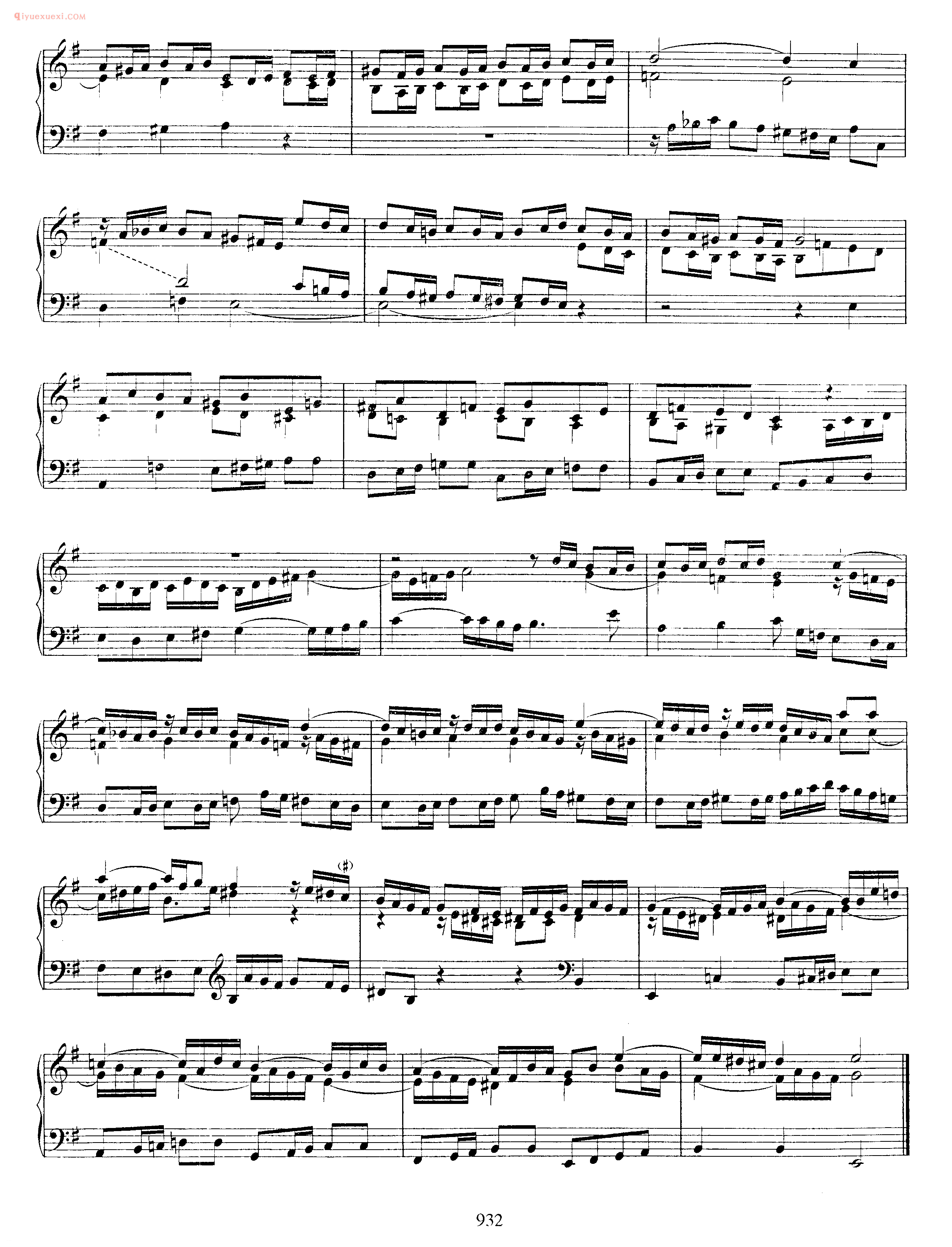 巴赫e小调赋格曲《Fugue_in E Minor_BWV 956》