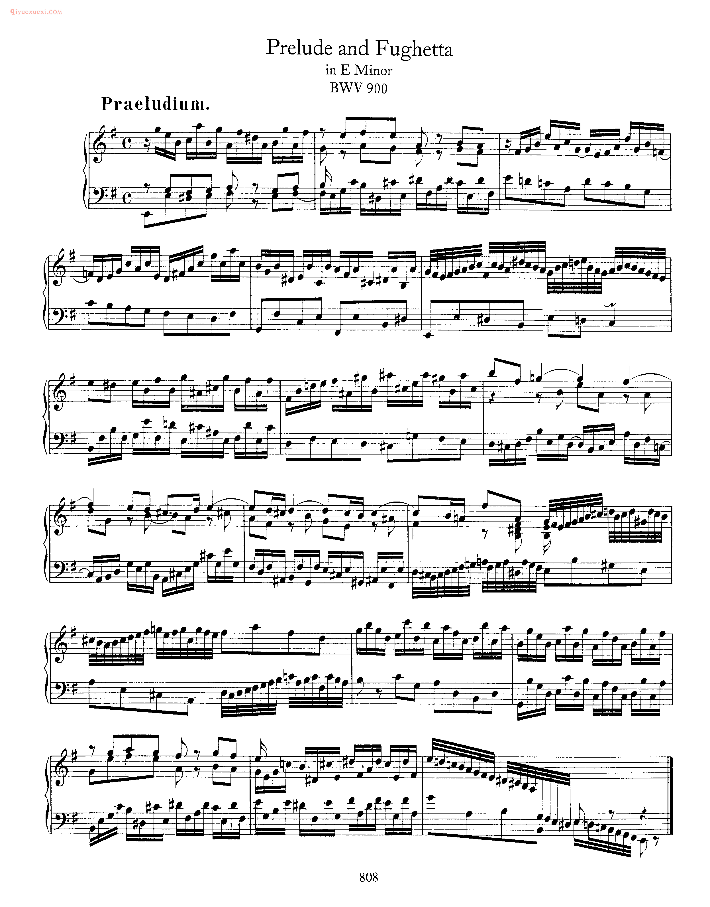 巴赫e小调前奏曲与小赋格曲《Prelude and Fughetta in E Minor BWV 900》