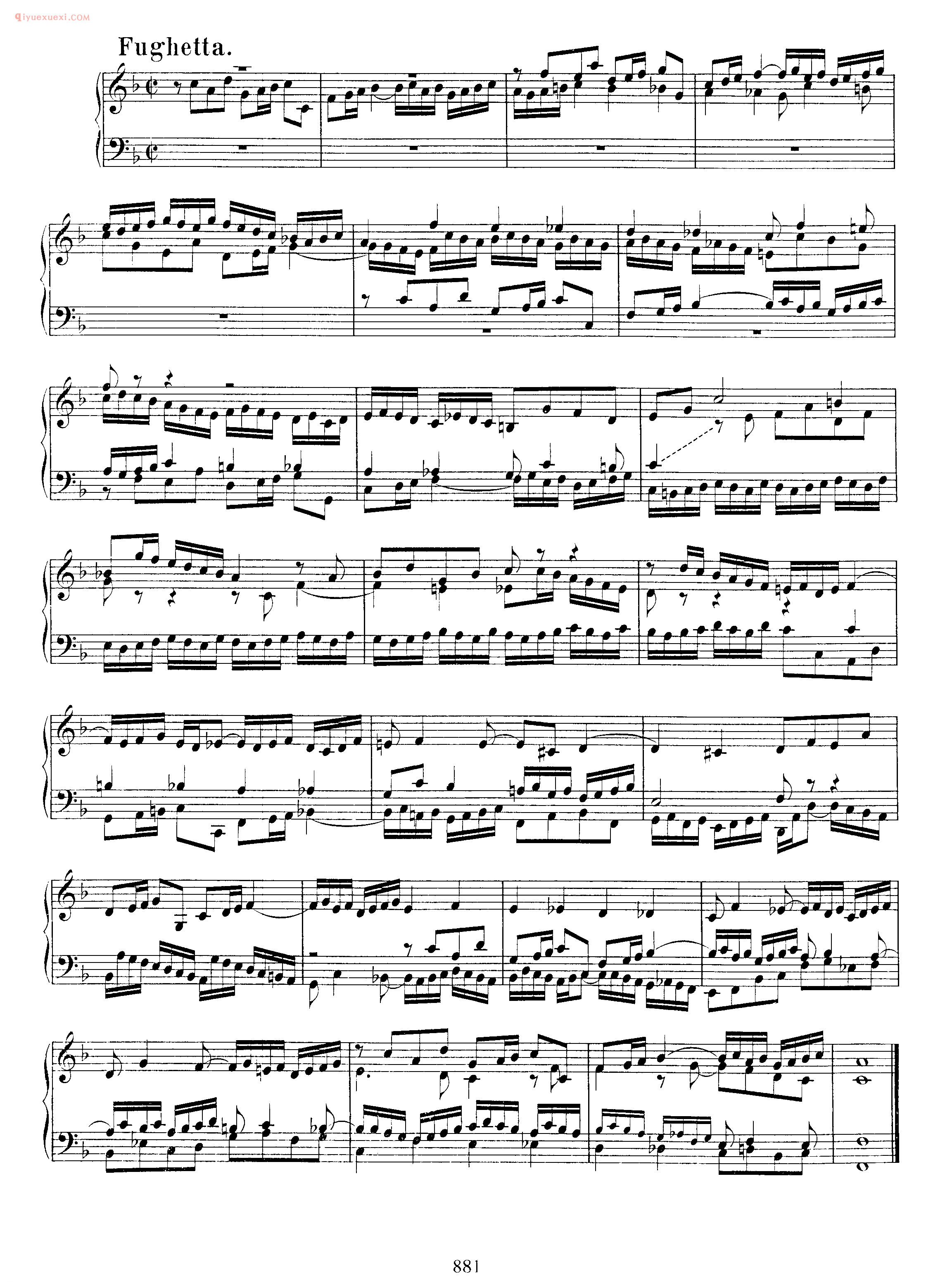 巴赫F大调前奏曲与小赋格曲《Prelude and Fughetta in F Major BWV 901》
