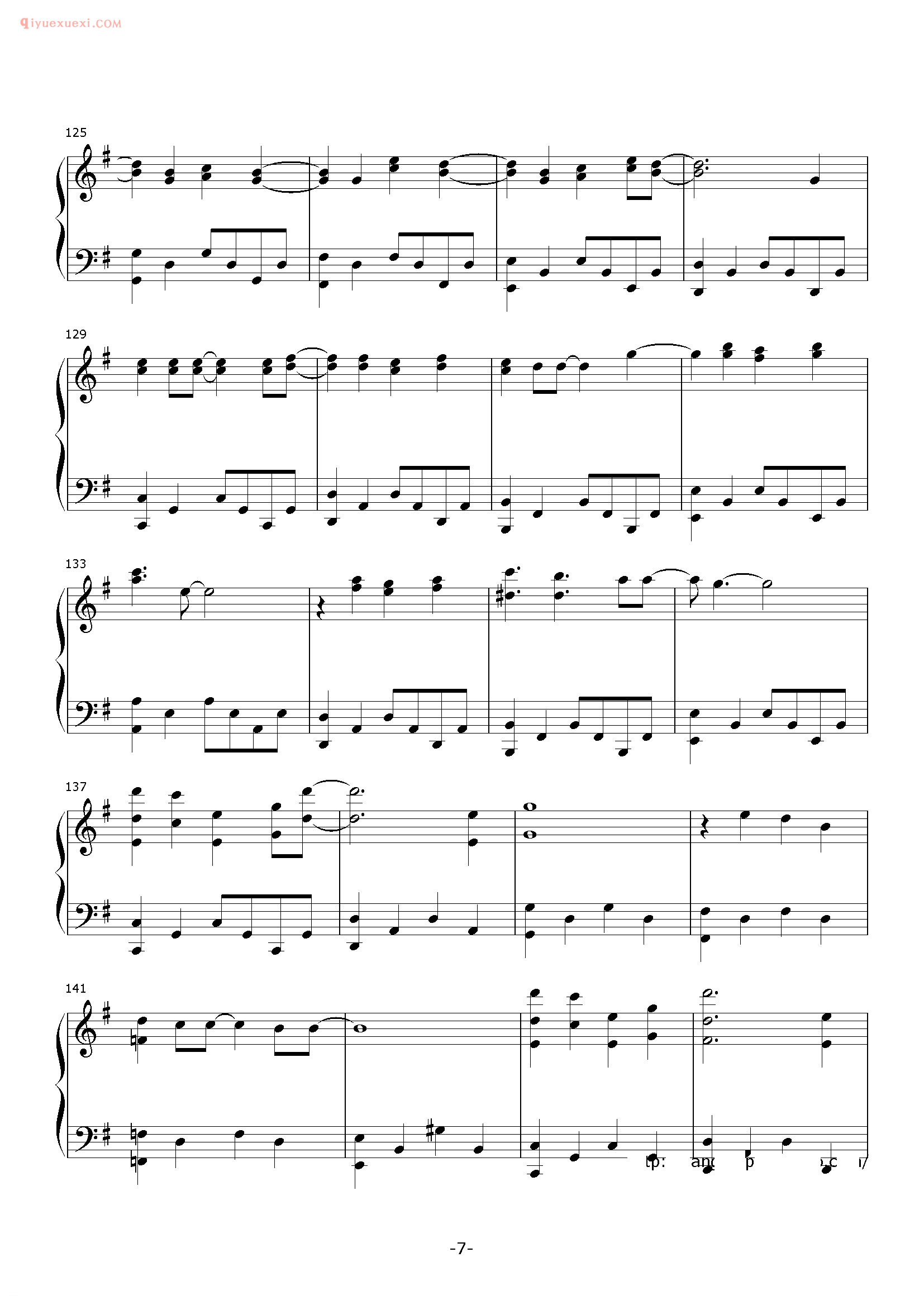方力申歌曲《七年》钢琴谱五线谱