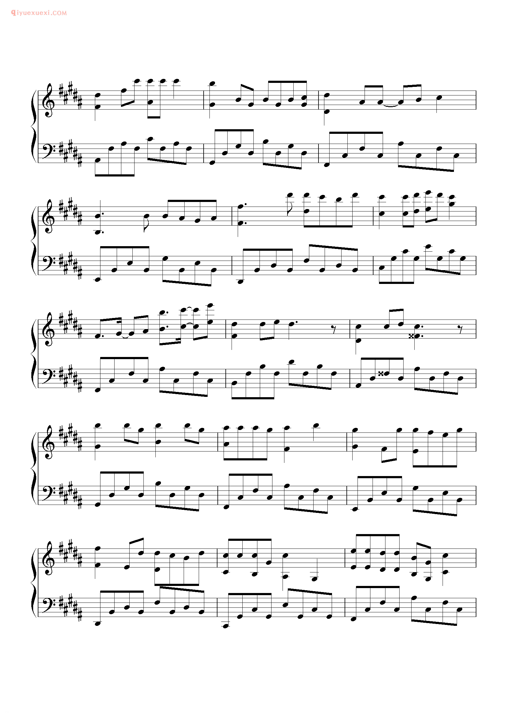 方力申歌曲《自欺欺人》钢琴谱五线谱