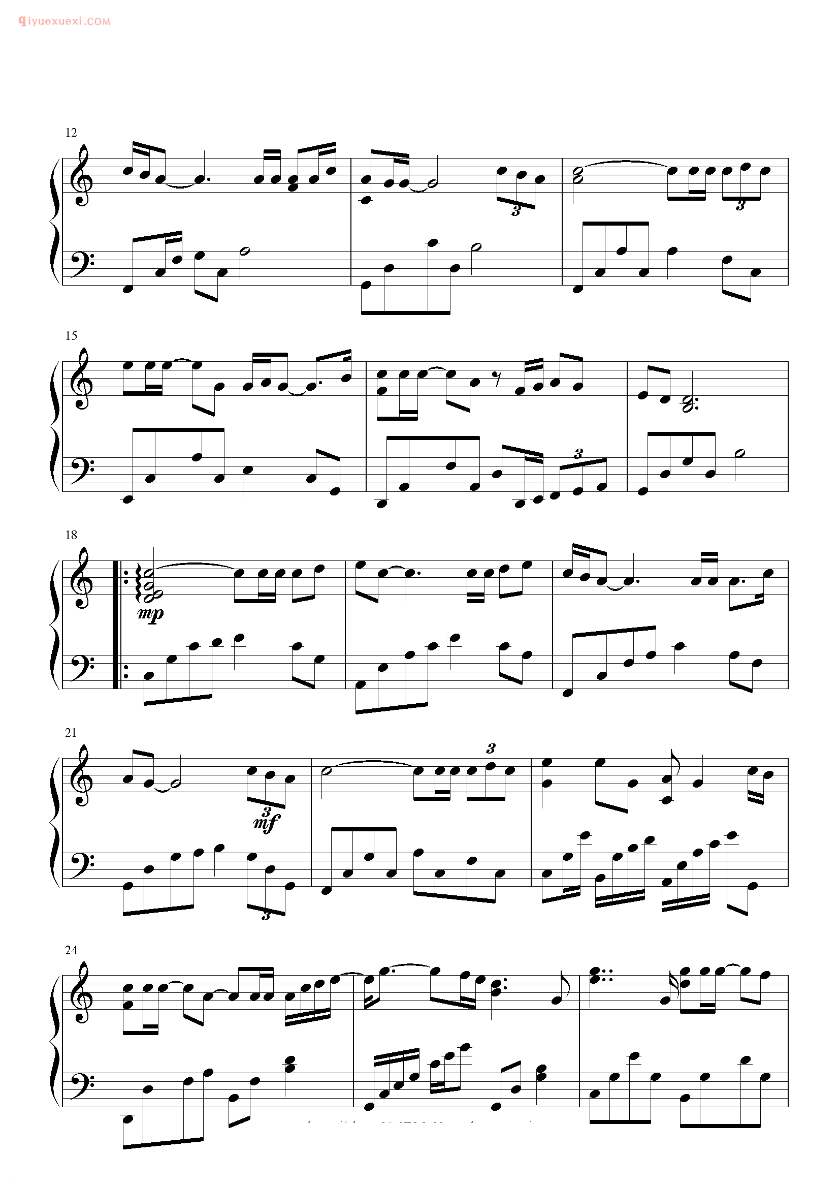 孙楠歌曲《燃烧》钢琴谱五线谱