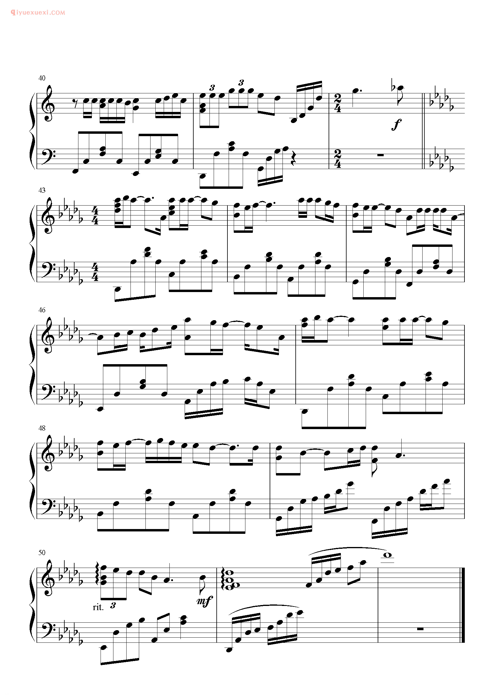 孙楠歌曲《燃烧》钢琴谱五线谱