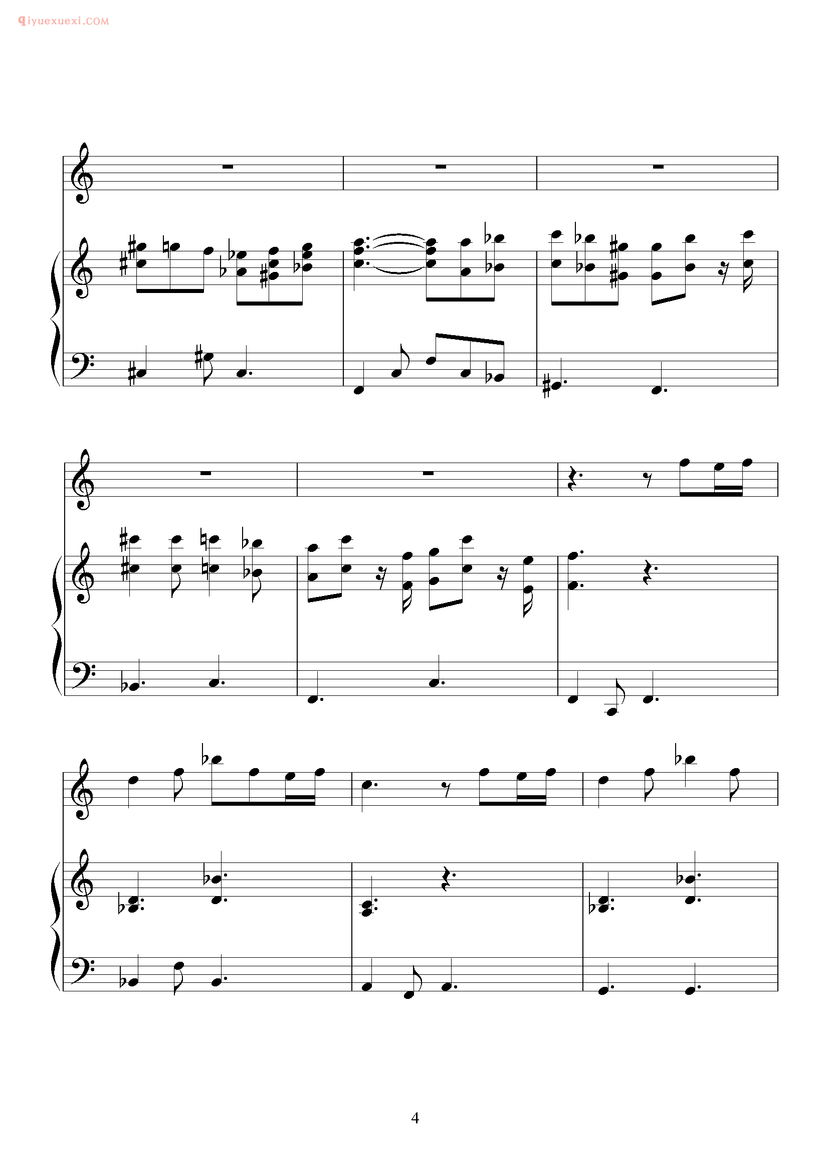 张国荣歌曲《深情相拥》钢琴谱五线谱