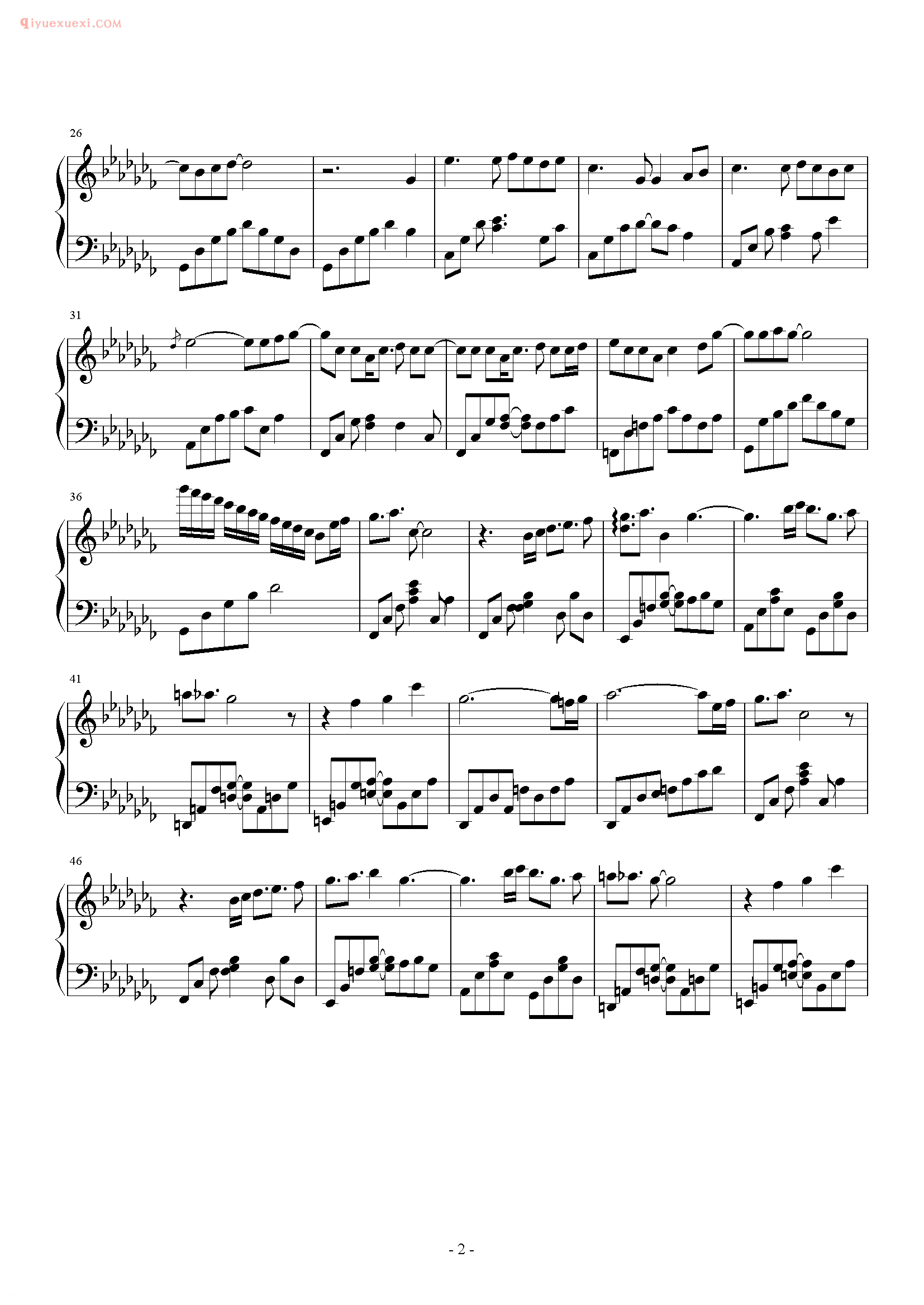 卡农曲谱《笑脸面对》钢琴谱五线谱