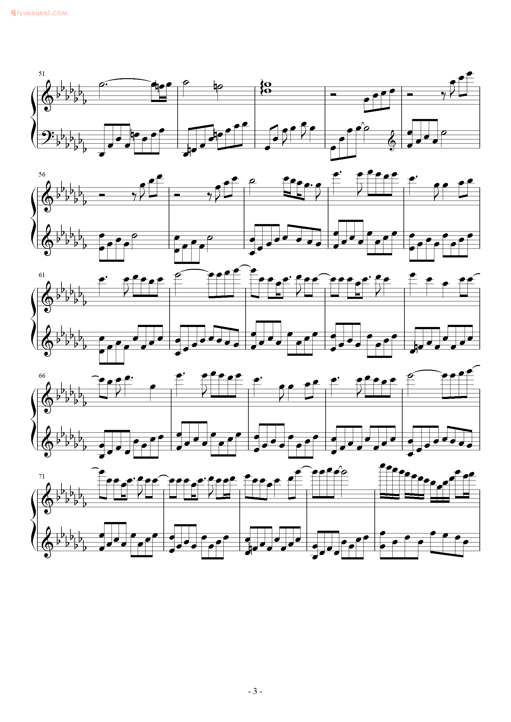 卡农曲谱《笑脸面对》钢琴谱五线谱