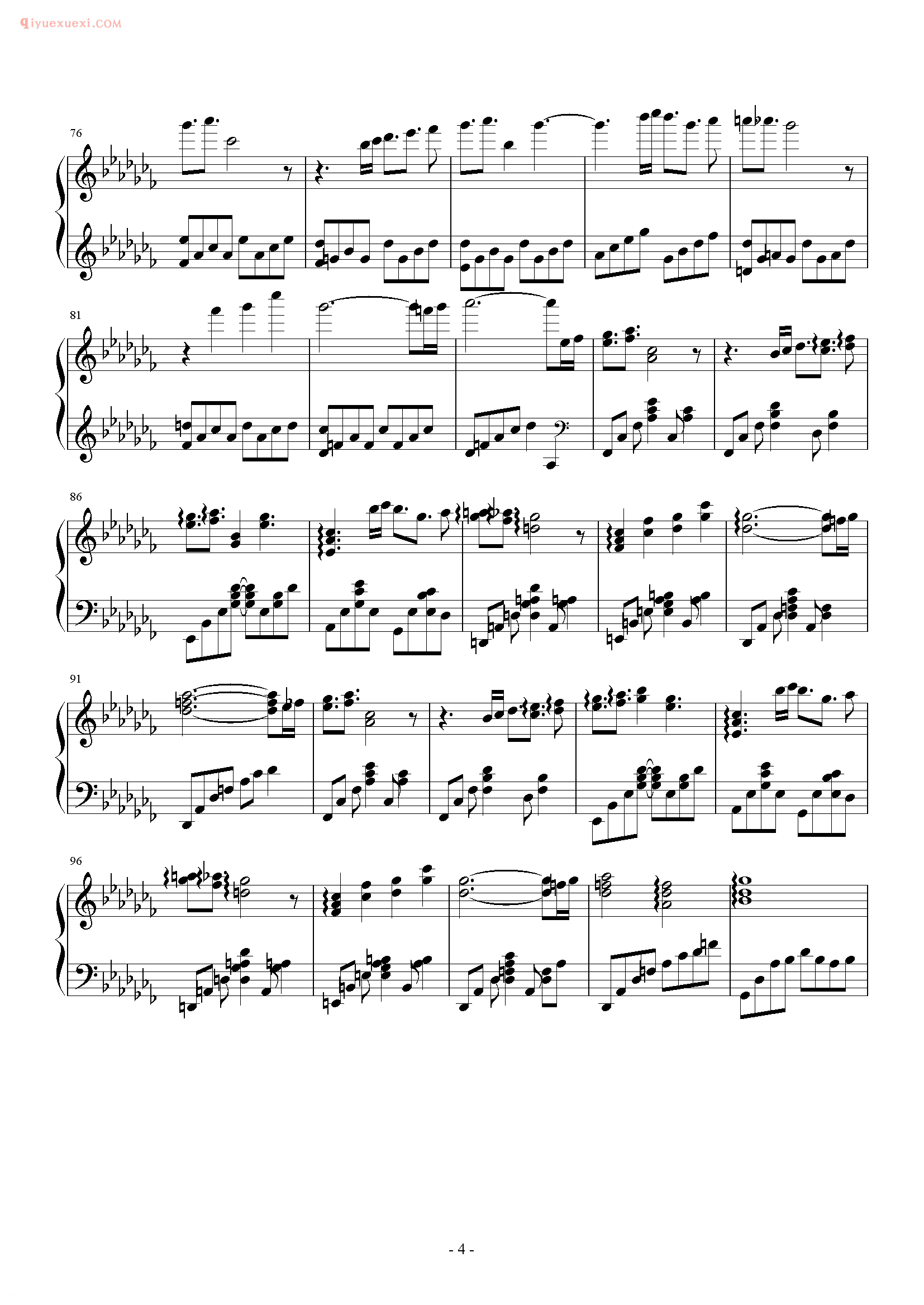 卡农曲谱《笑脸面对》钢琴谱五线谱
