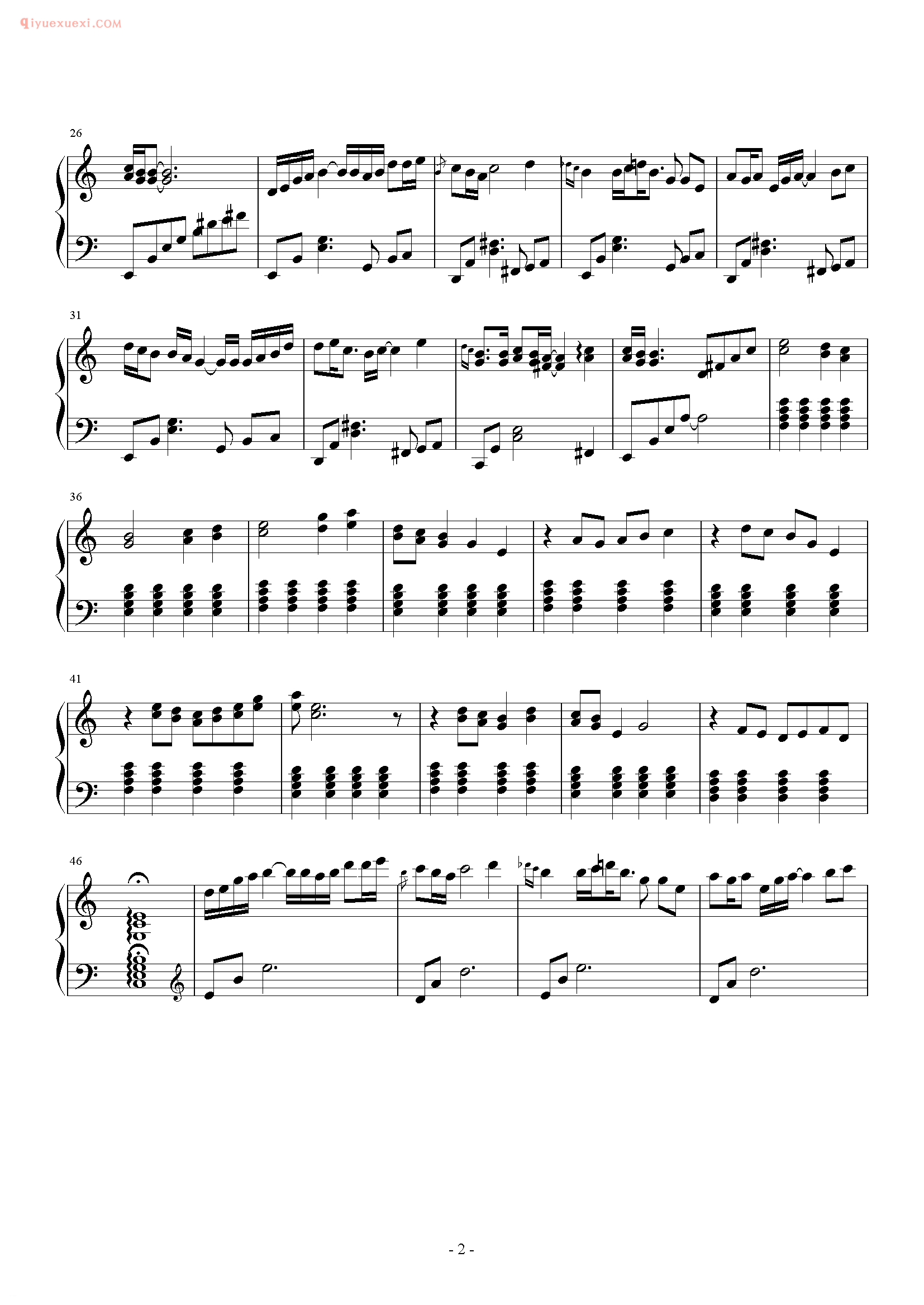 卡农曲谱《雾海》钢琴谱五线谱