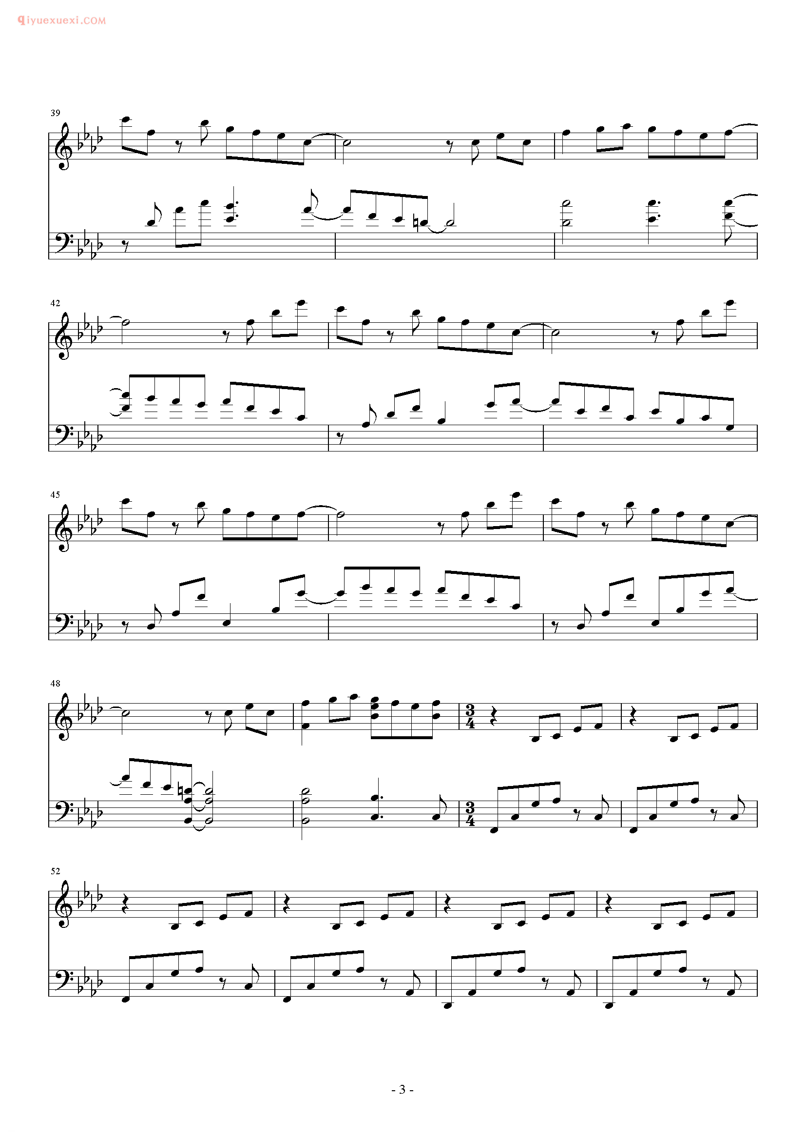 西村由纪江歌曲《打开心扉的钥匙》钢琴谱五线谱