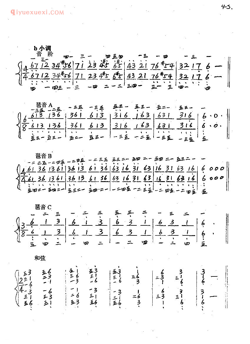 《D大调音d小调》练习简谱
