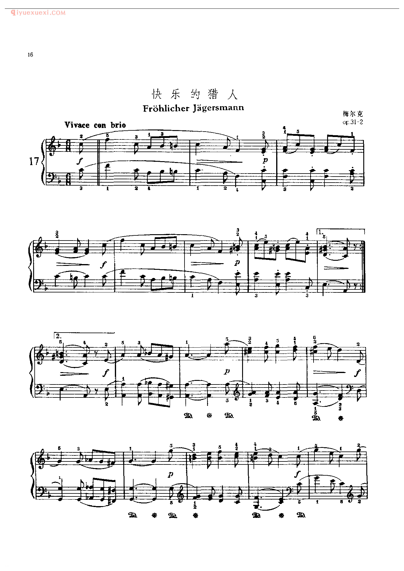 钢琴曲精选:快乐的猎人(Frohlicher Jagersmann)梅尔克