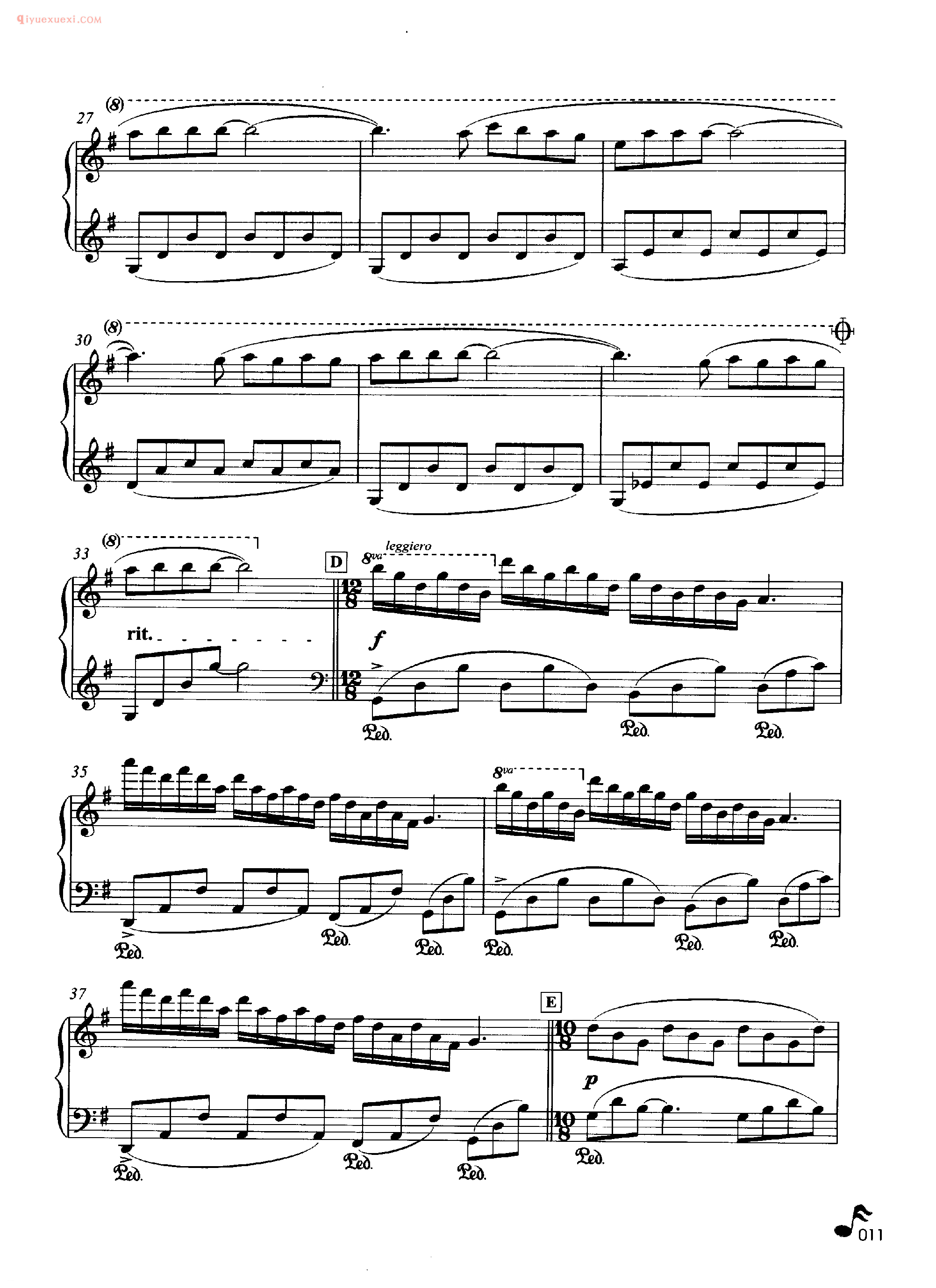理查德·克莱德曼钢琴名曲《爱的克丽斯汀娜》钢琴乐谱