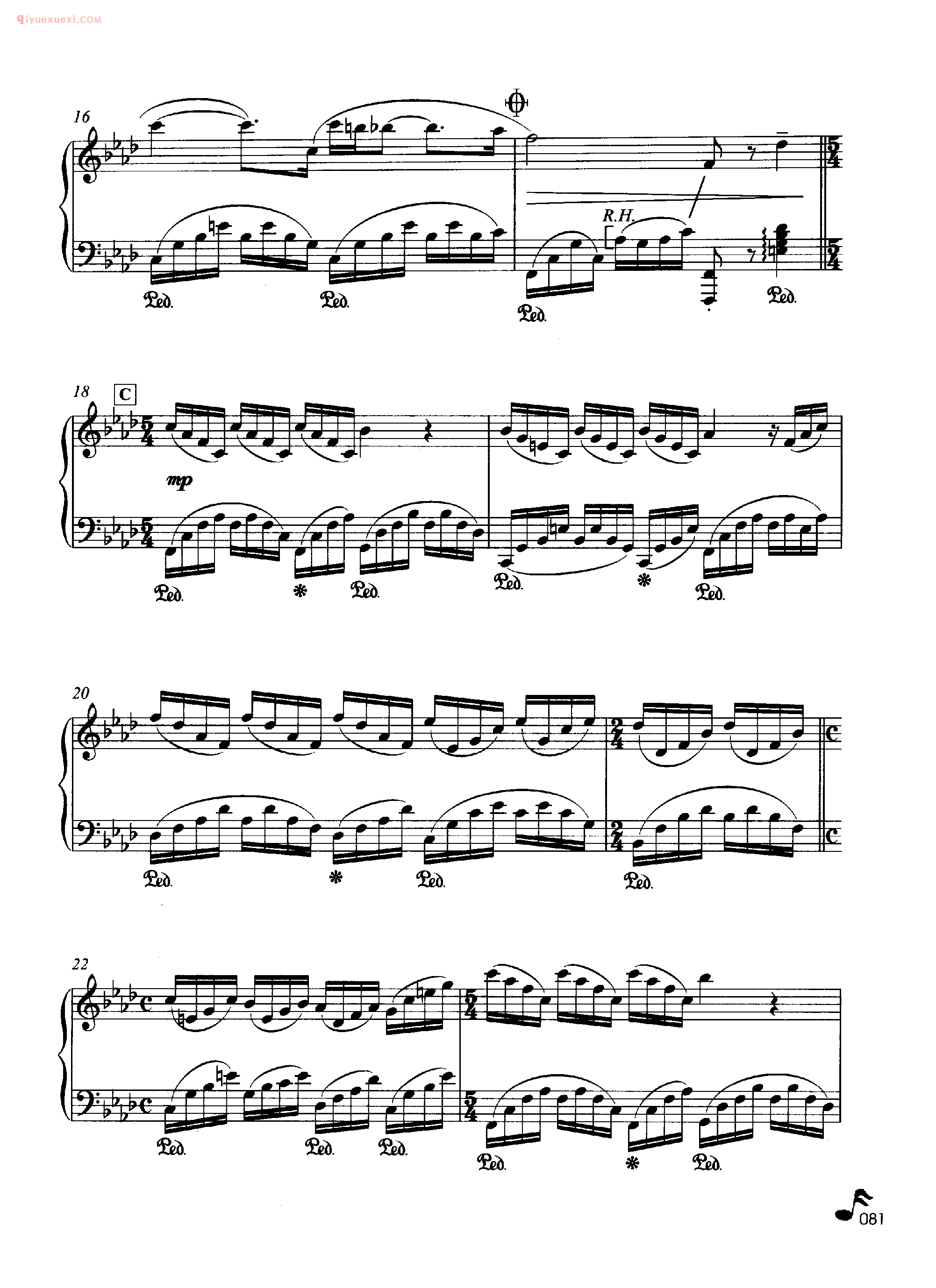 理查德·克莱德曼钢琴名曲《爱蕾亚娜的眼睛》钢琴乐谱