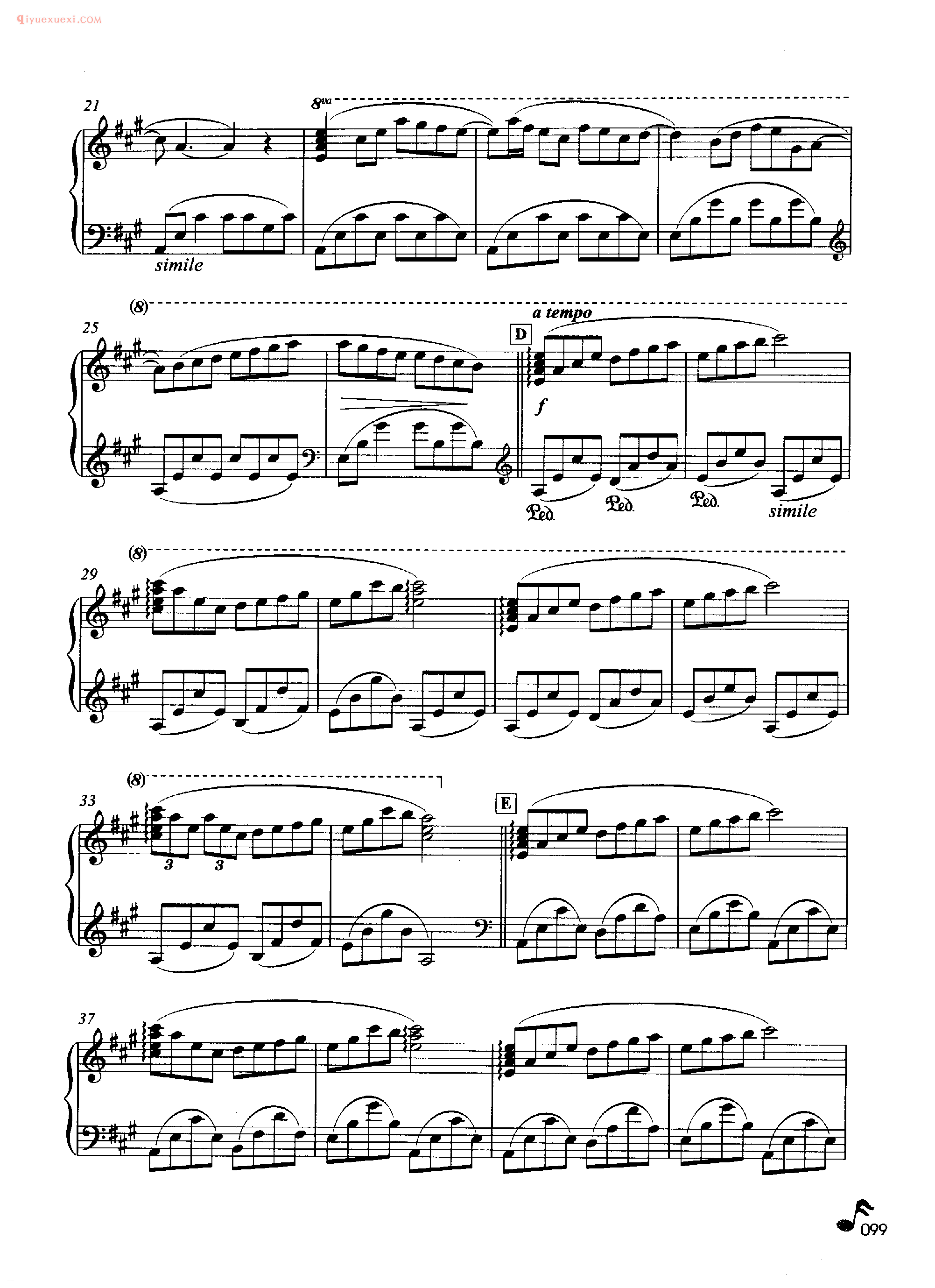 理查德·克莱德曼钢琴名曲《瓦妮莎的微笑》钢琴乐谱