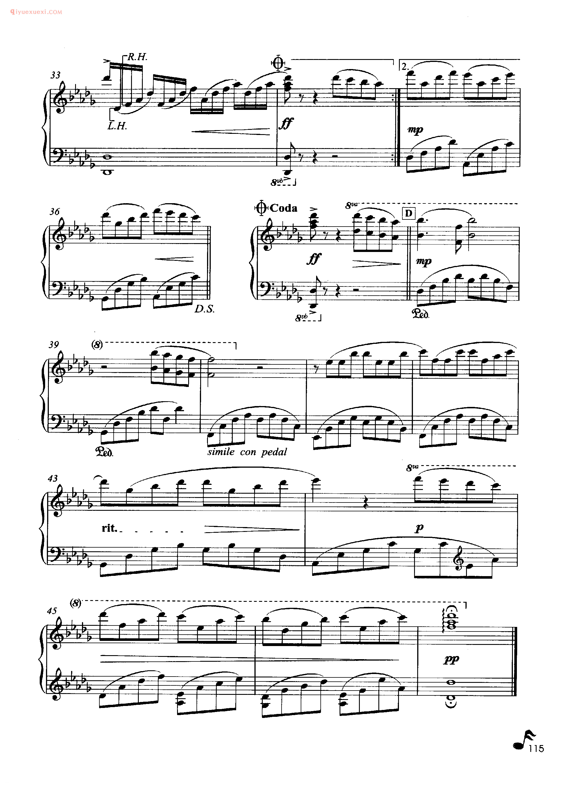 理查德·克莱德曼钢琴名曲《爱的复活》钢琴乐谱
