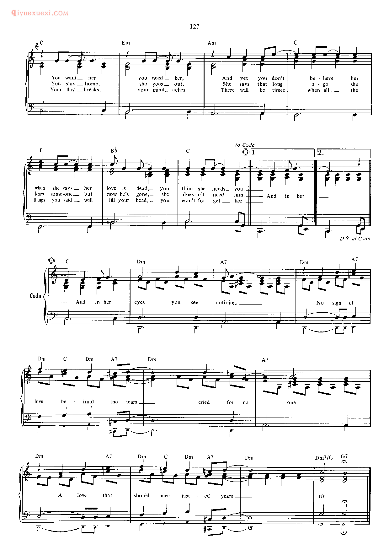 披头士/甲壳虫乐队钢琴乐曲谱《For No One》英国摇滚乐队