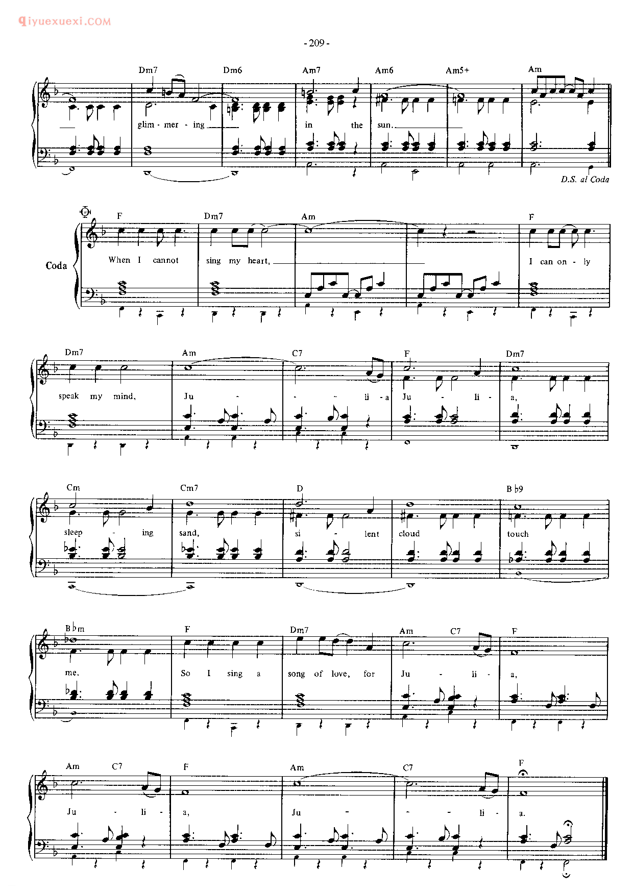 披头士/甲壳虫乐队钢琴乐曲谱《Julia》英国摇滚乐队