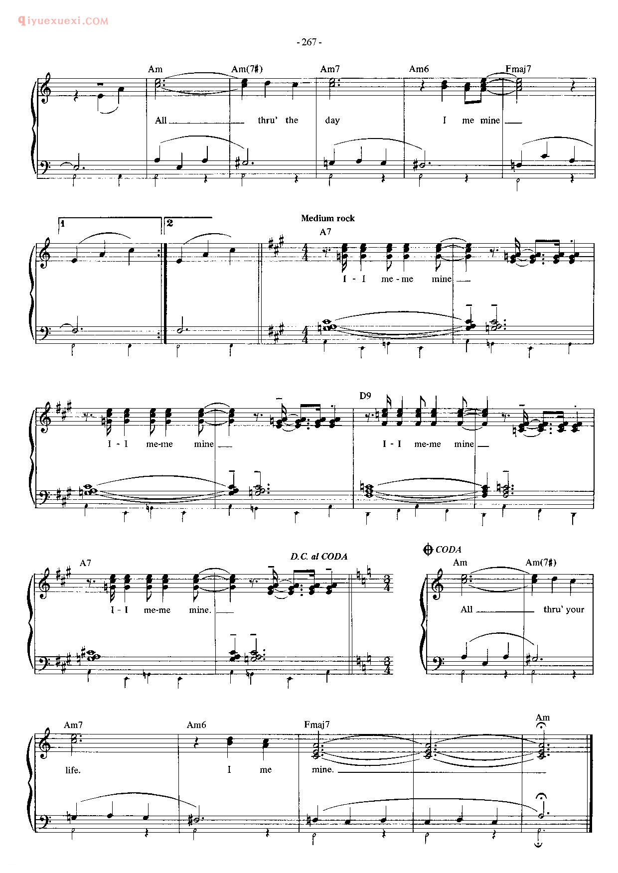 披头士/甲壳虫乐队钢琴乐曲谱《I Me Mine》英国摇滚乐队