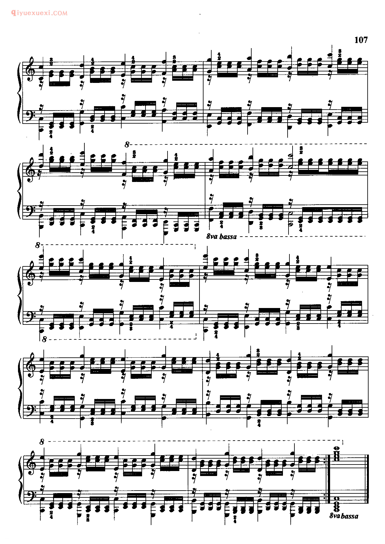 哈农钢琴练指法:持续的八度音 由断奏音符伴奏