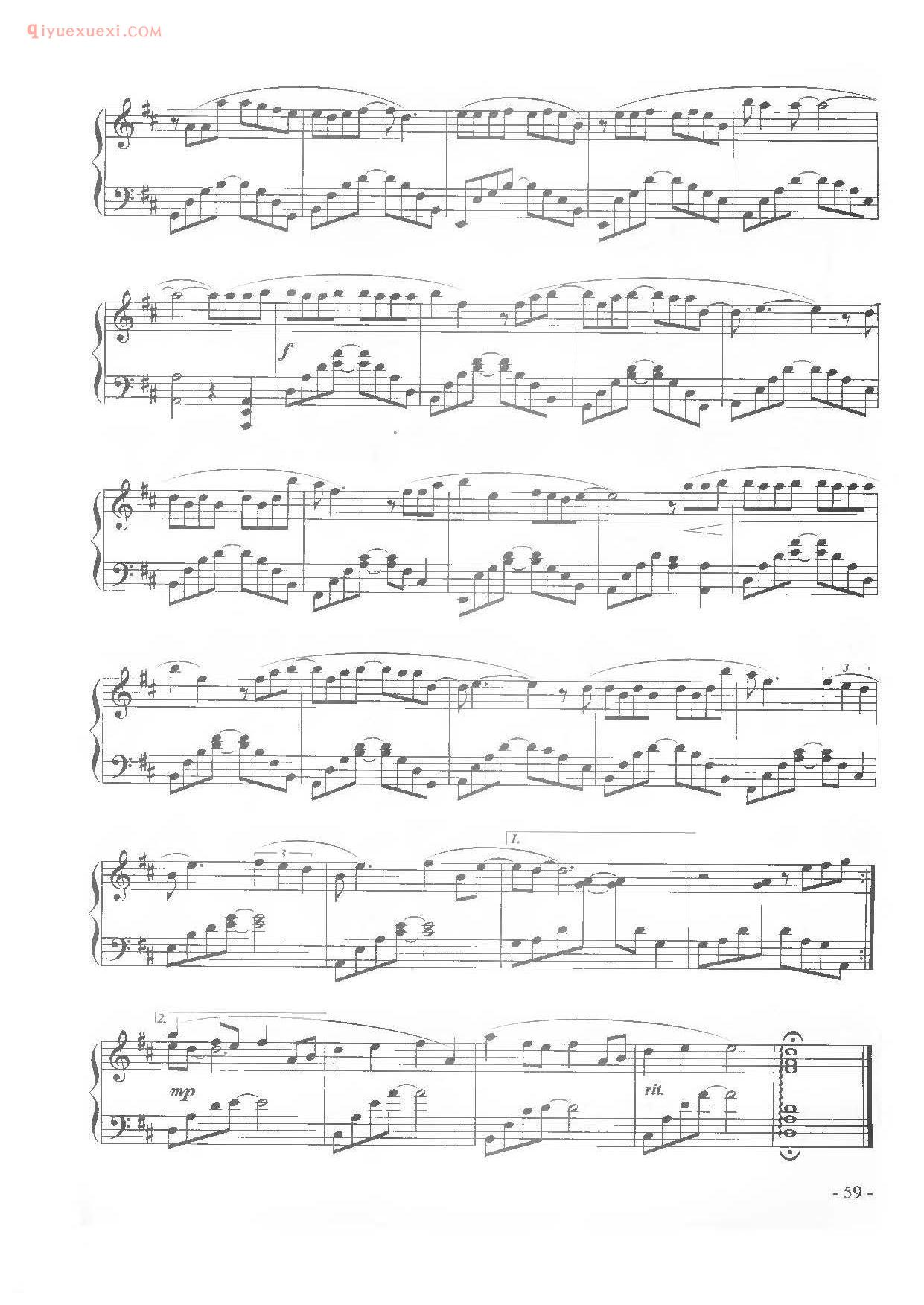 影视歌曲钢琴谱[独奏]_美梦成真_选自美国电影《美梦成真》许如芸