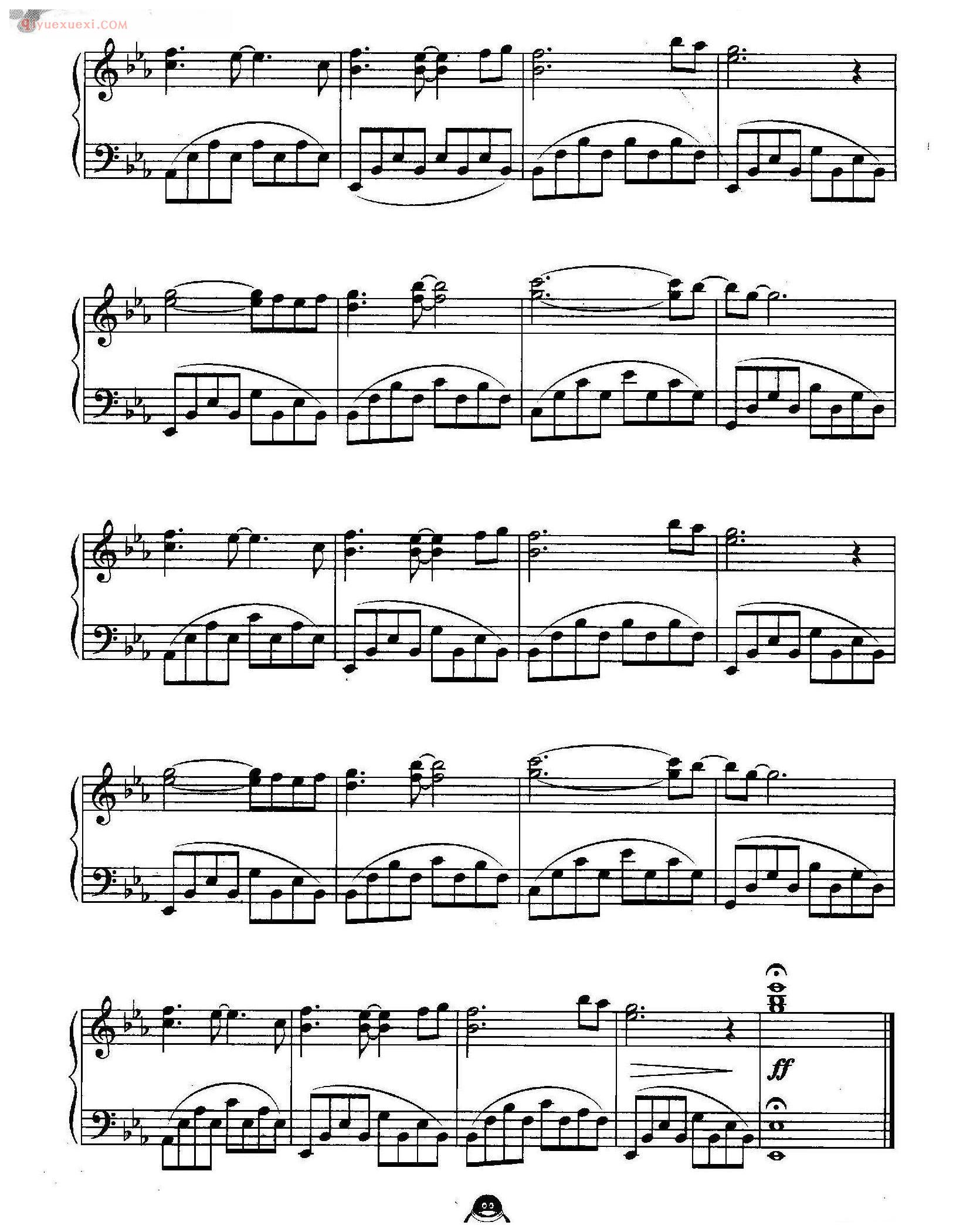 斗地主背景音乐五线谱(2)_QQ游戏音乐钢琴曲