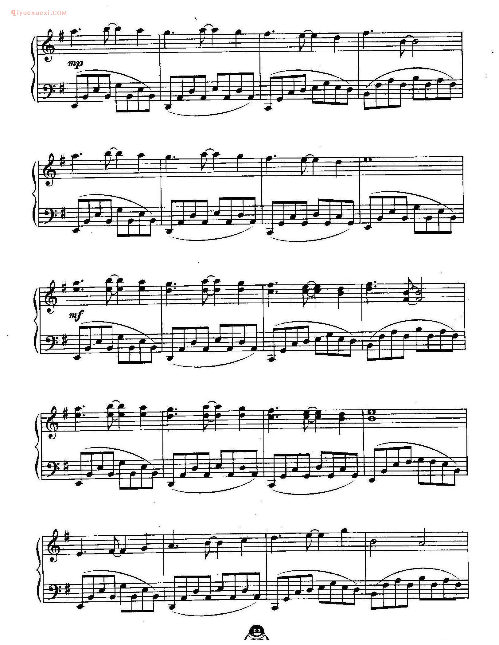 QQ幻想(吟松谷)背景音乐五线谱_QQ游戏音乐钢琴曲