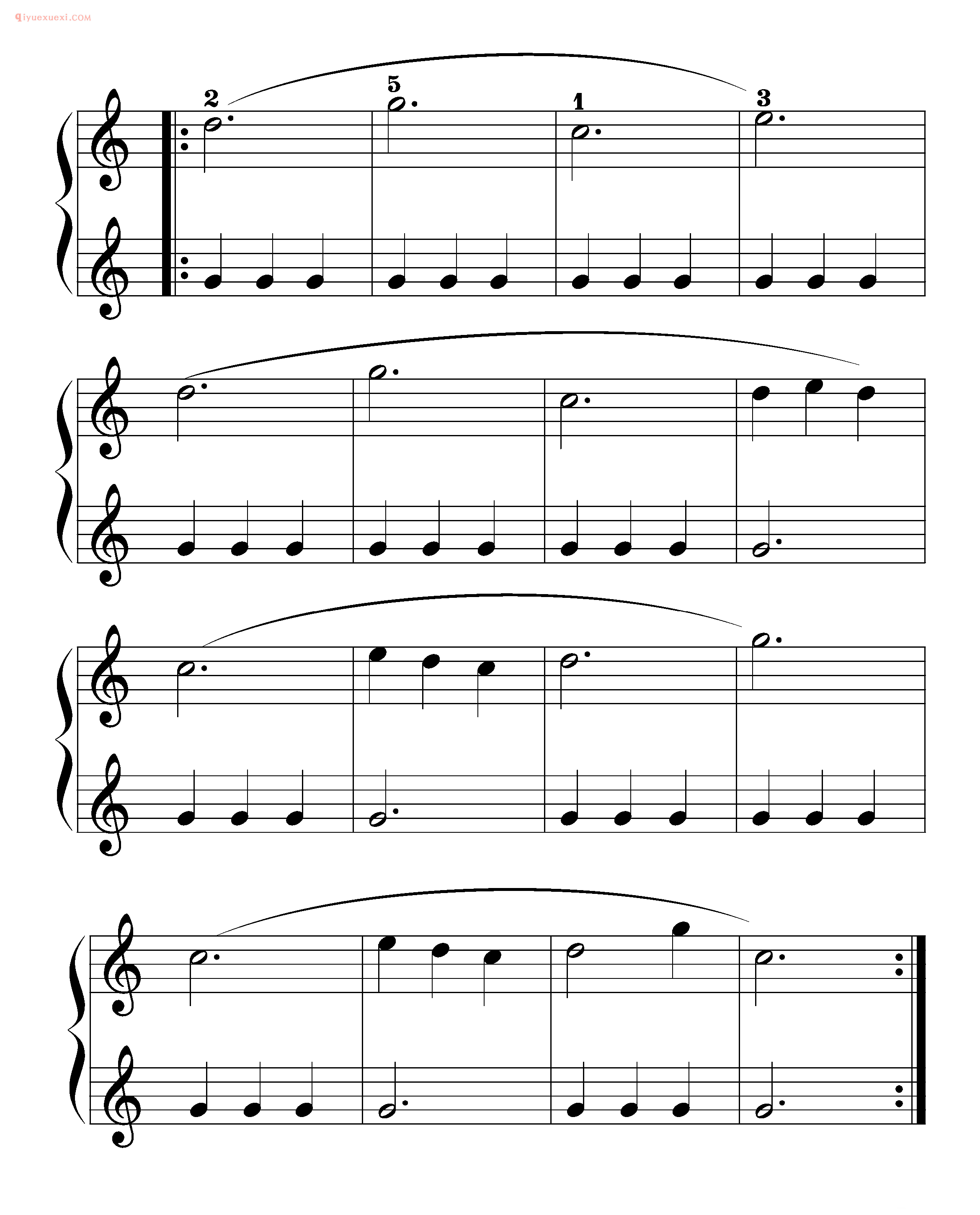 拜厄钢琴练习曲NO.7_拜尔(拜厄)钢琴基本教程练习曲第7首_五线谱