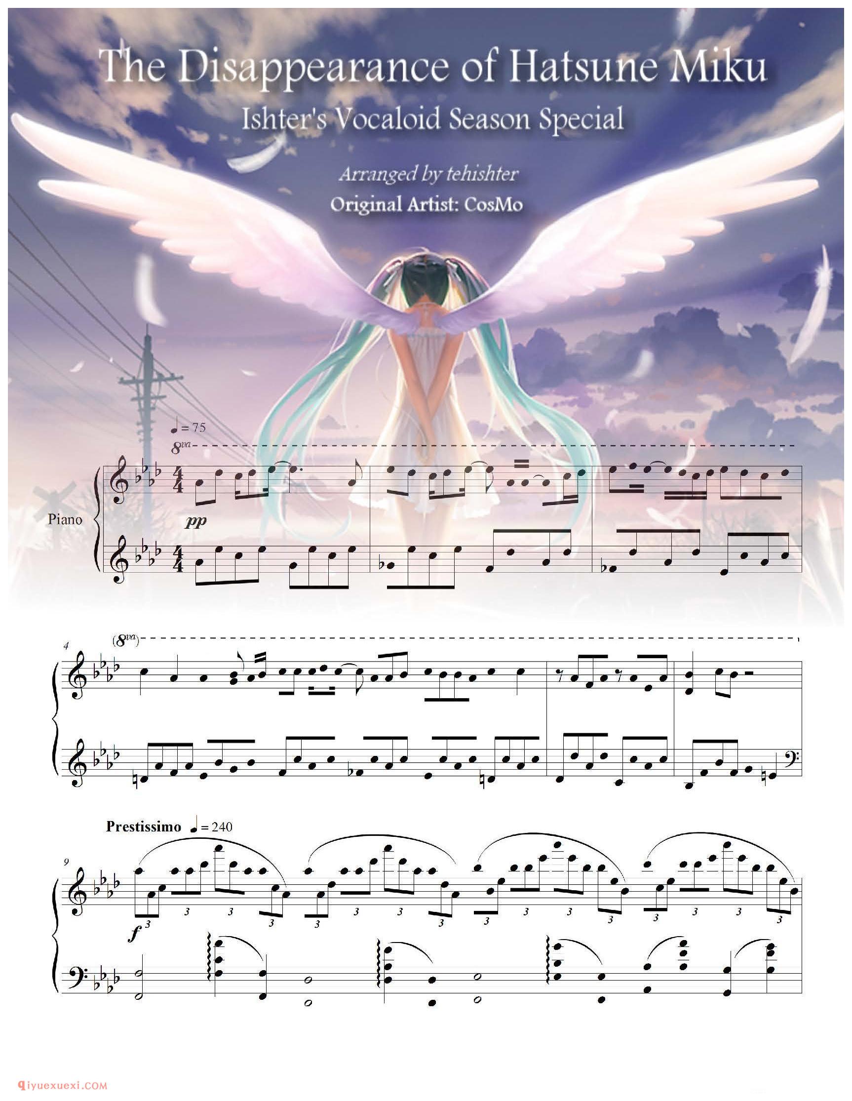 The Disappearance of Hatsune Miku (piano)_钢琴五线谱