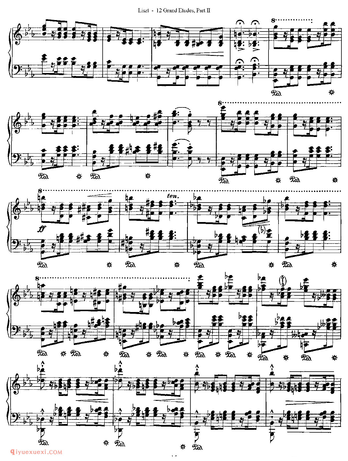 李斯特超级技巧练习曲[Franz Lisz-12 Grand Etudes-PartⅡ]No. 8,in C Minor