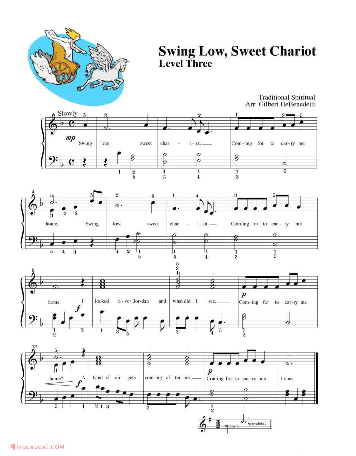 Swing Low, Sweet Chariot_钢琴三级练习曲