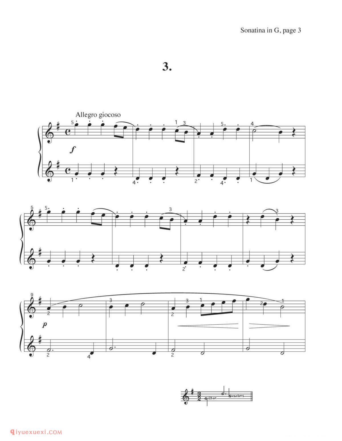 Sonatina in G_钢琴三级练习曲