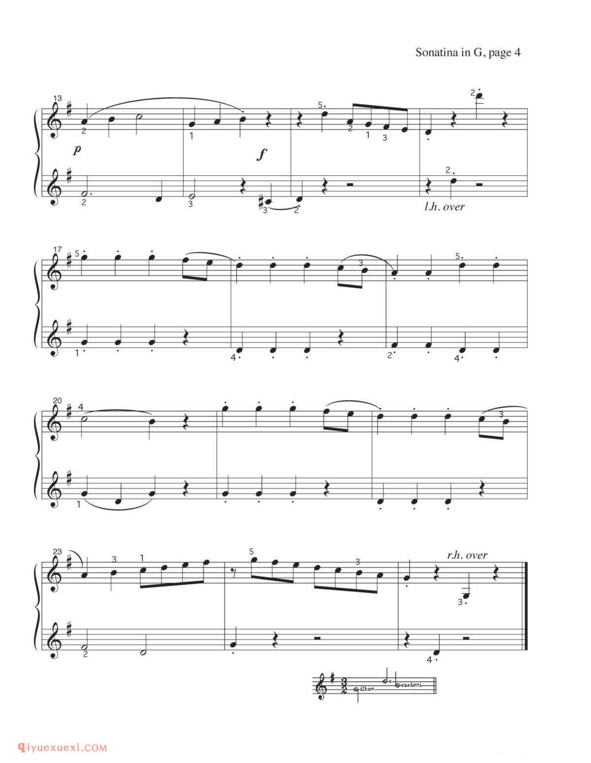Sonatina in G_钢琴三级练习曲