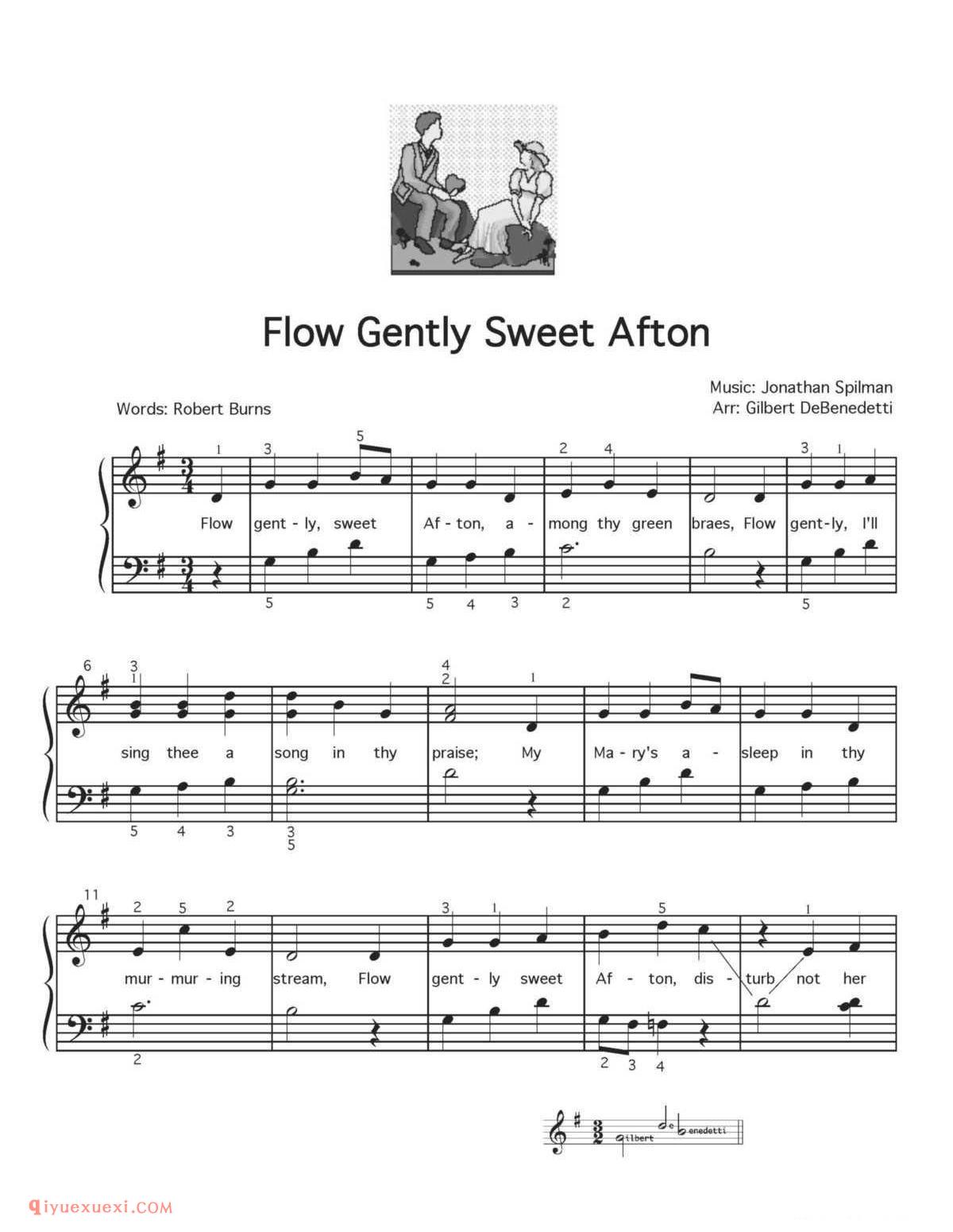 Flow Gently Sweet Afton_钢琴初级练习曲