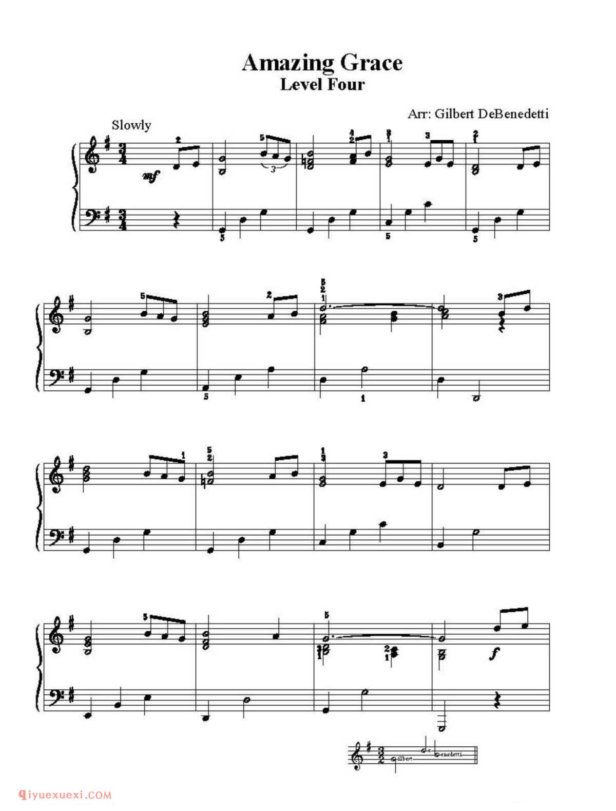 Amazing Grace_钢琴四级练习曲