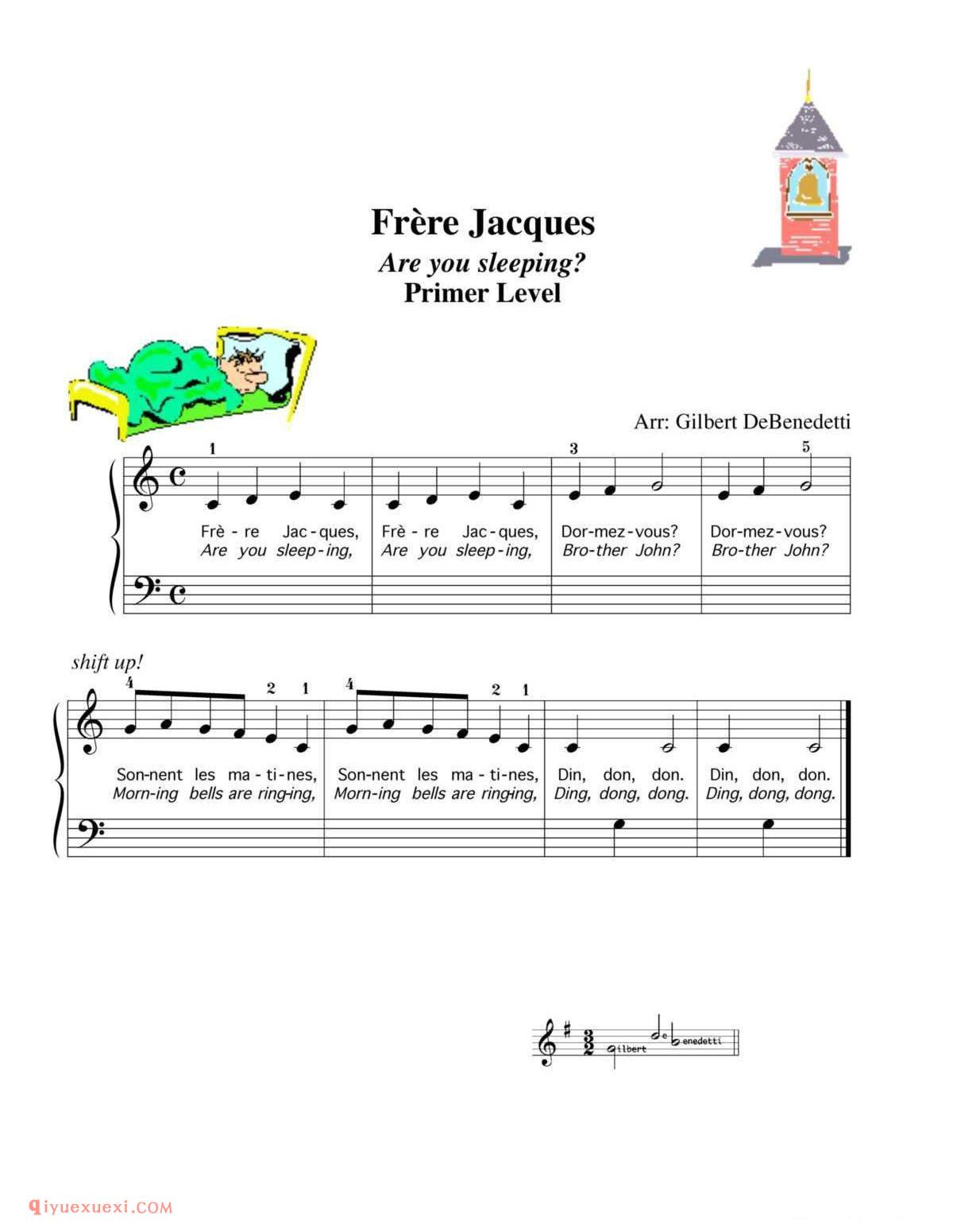 Frere Jacques_钢琴初级练习曲