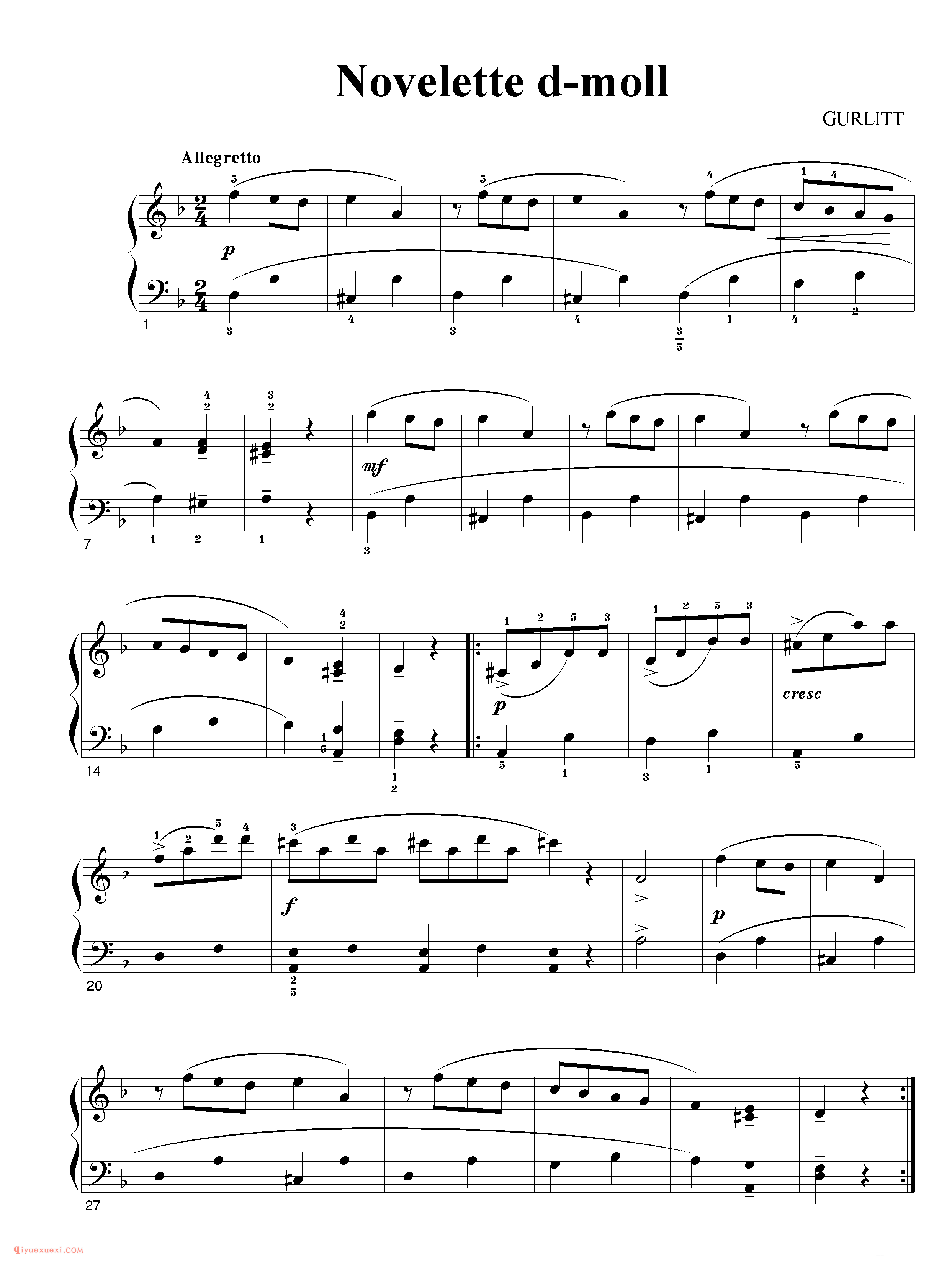 Novelette d-moll_钢琴中级练习曲