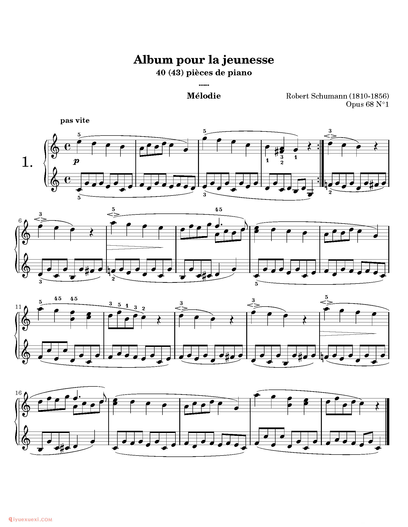 Album pour la jeunesse_钢琴中级练习曲