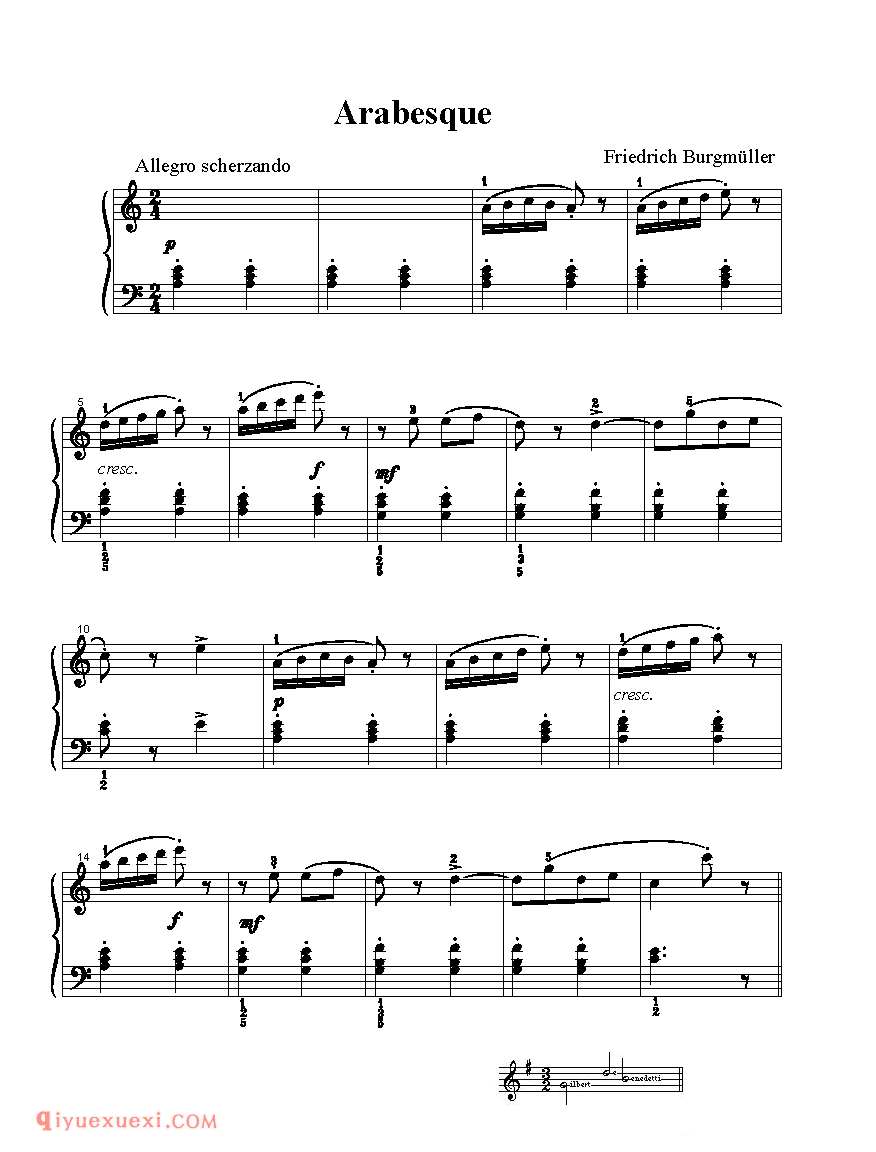 Arabesquee_钢琴中级练习曲