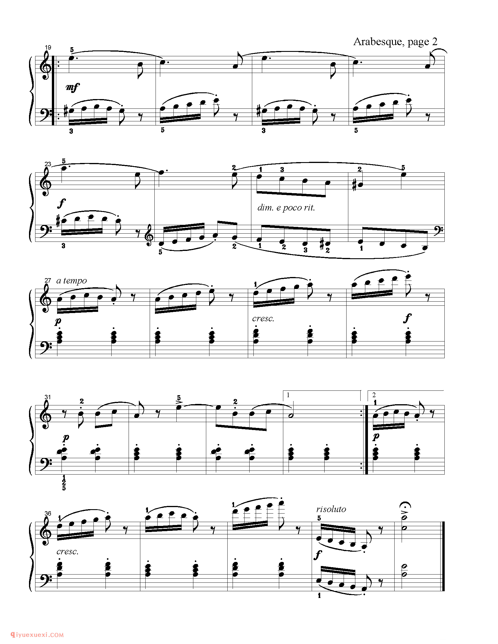 Arabesquee_钢琴中级练习曲