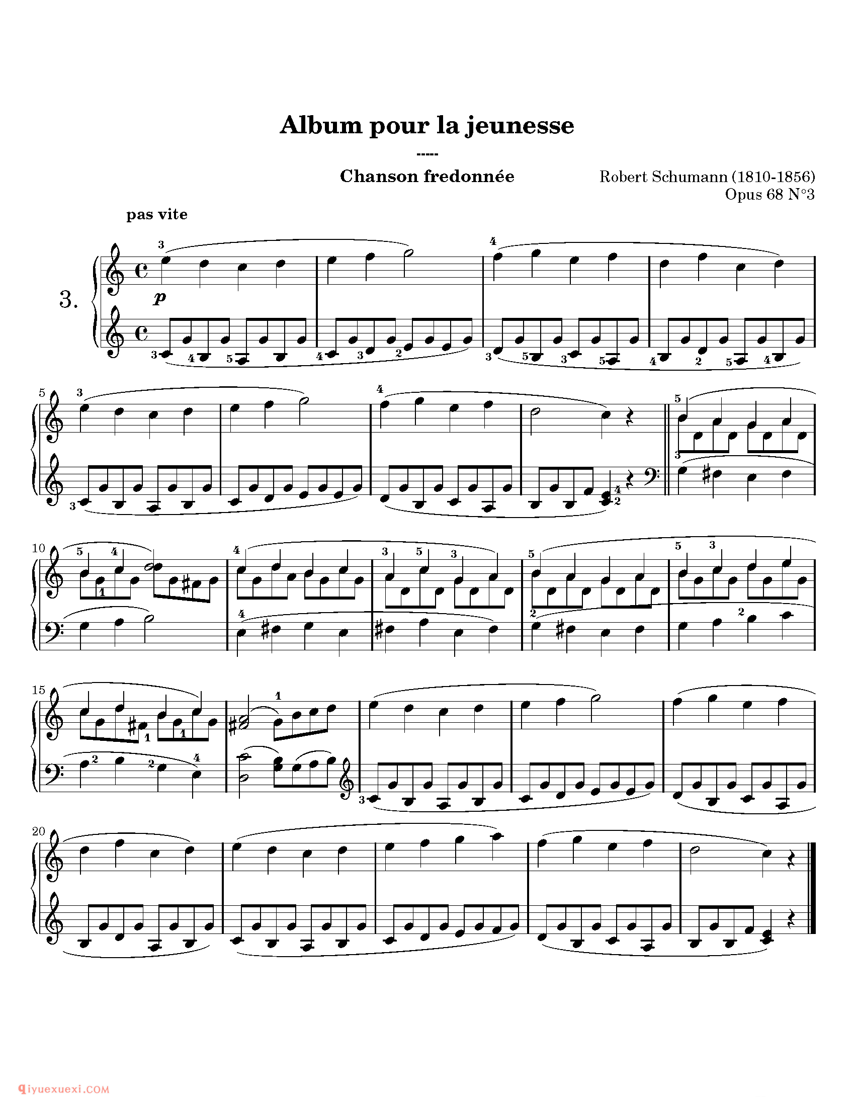 Album pour la jeunesse_钢琴中级练习曲