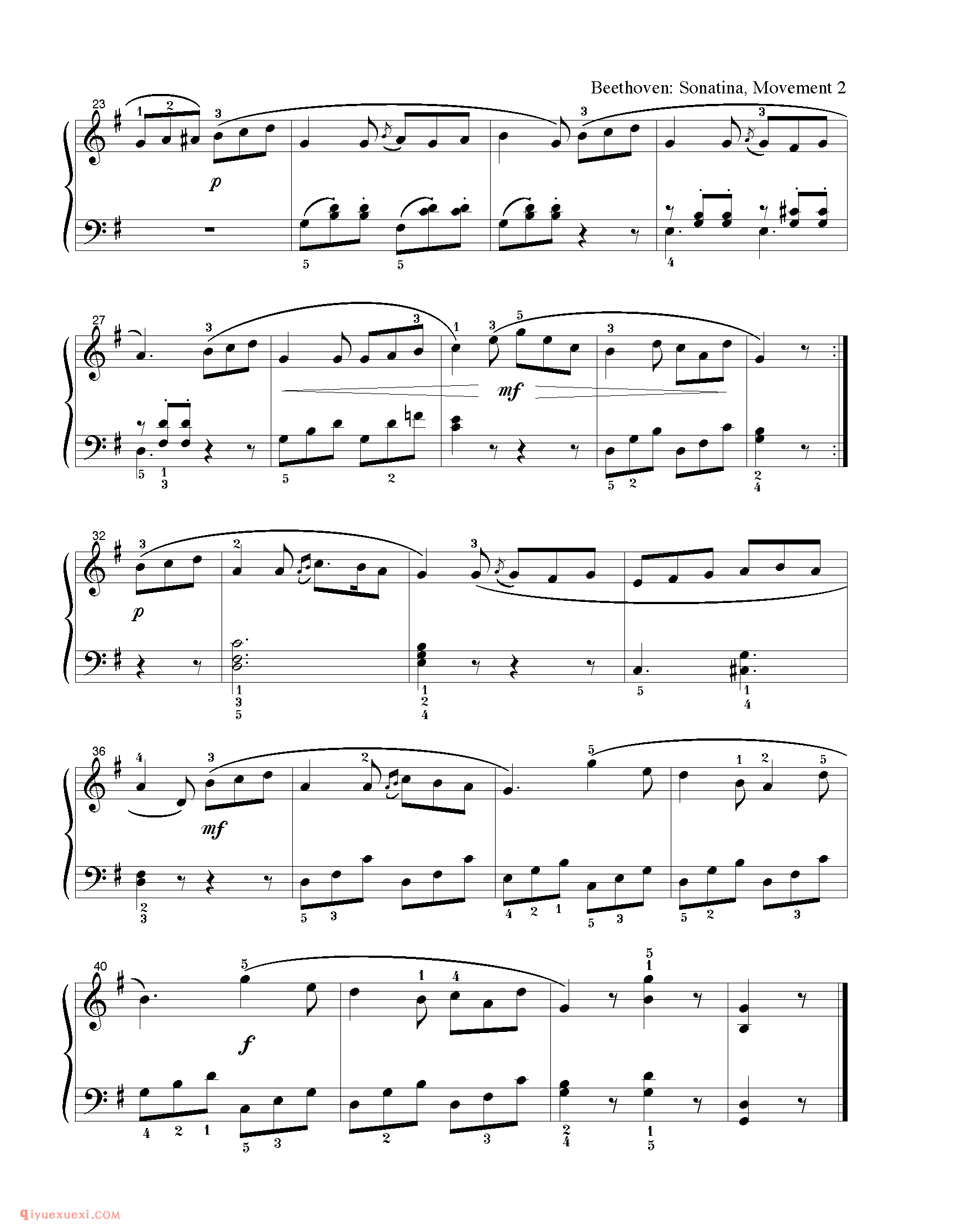 Sonatina in G: Movement 'Two_钢琴中级练习曲