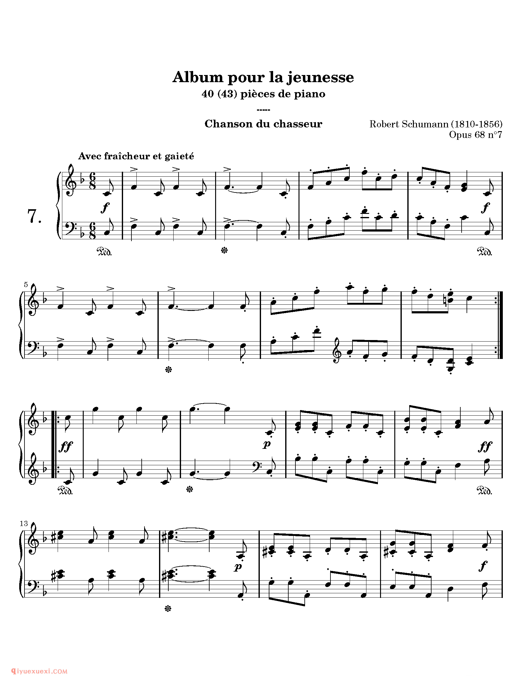 Album pour la jeunesse_钢琴中级练习曲