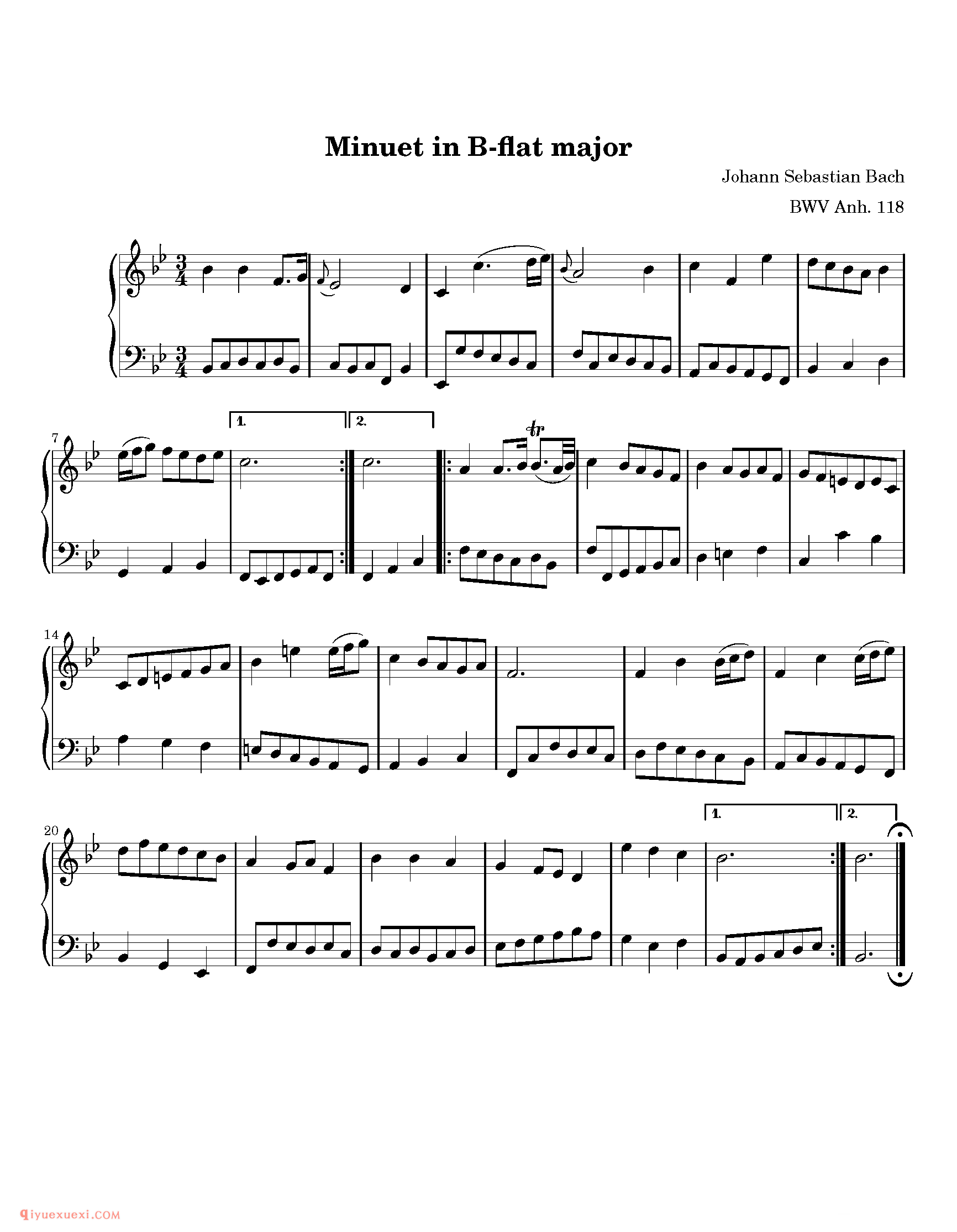 Minuet in B-flat major_钢琴中级练习曲